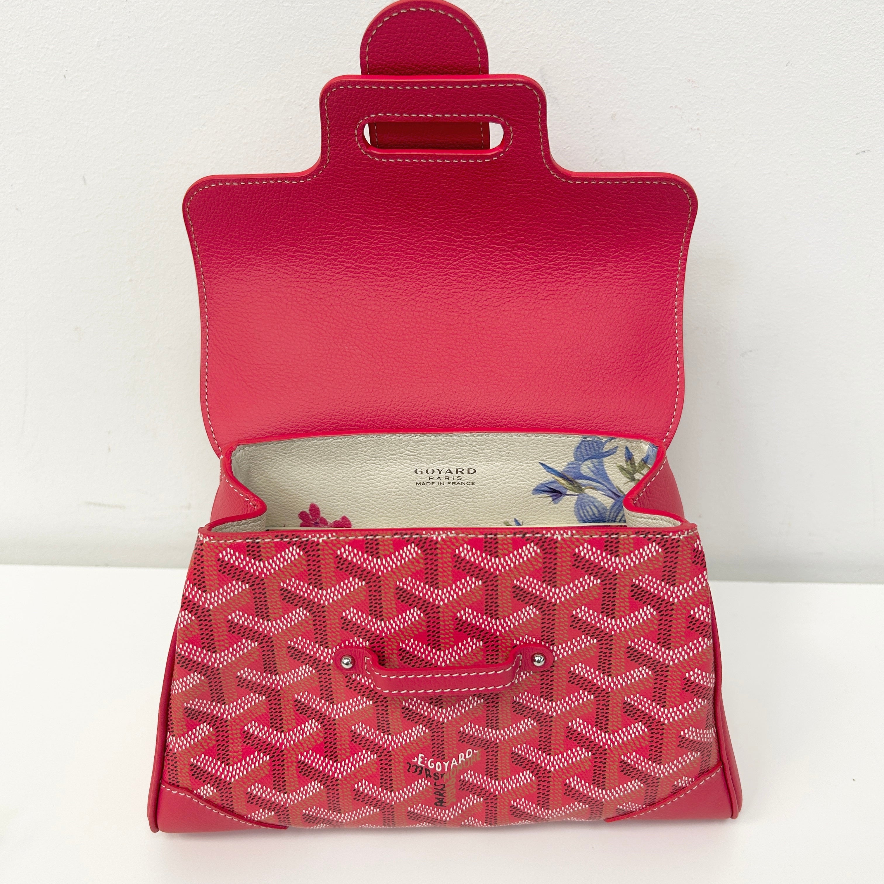 Red Chevron Print Coated Canvas Mini Saigon Bag - Haute Classics
