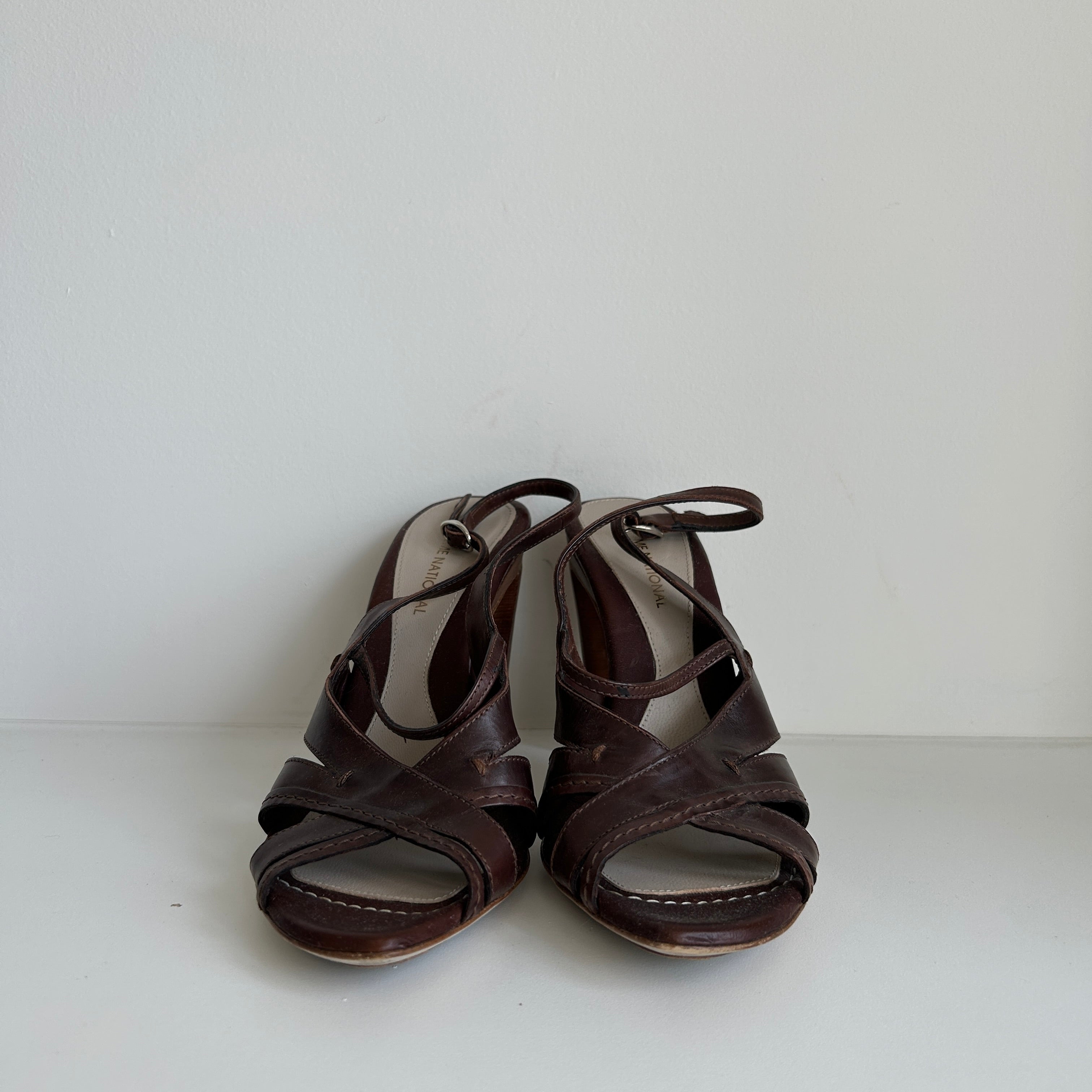 Brown Leather Slingback Sandals