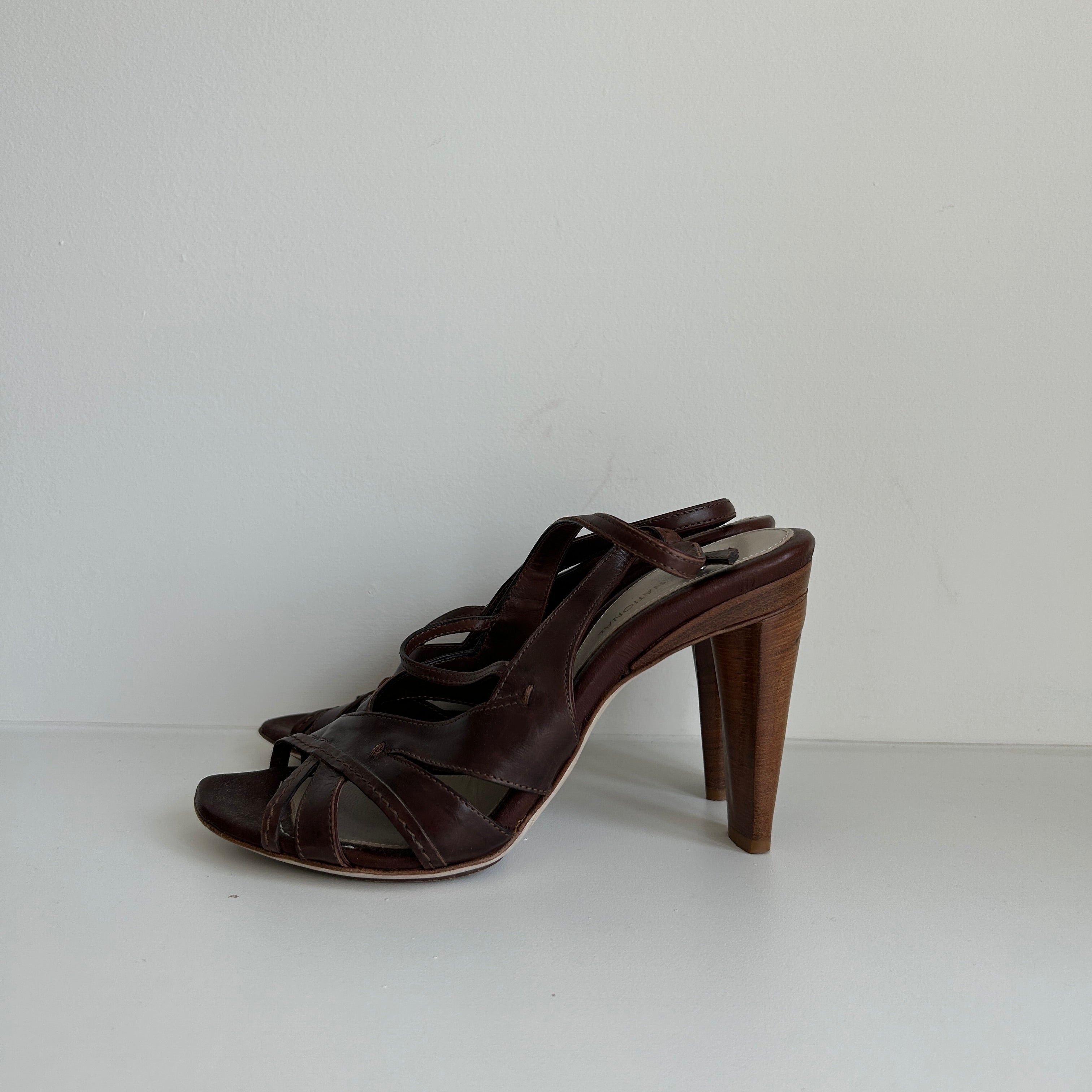 Brown Leather Slingback Sandals