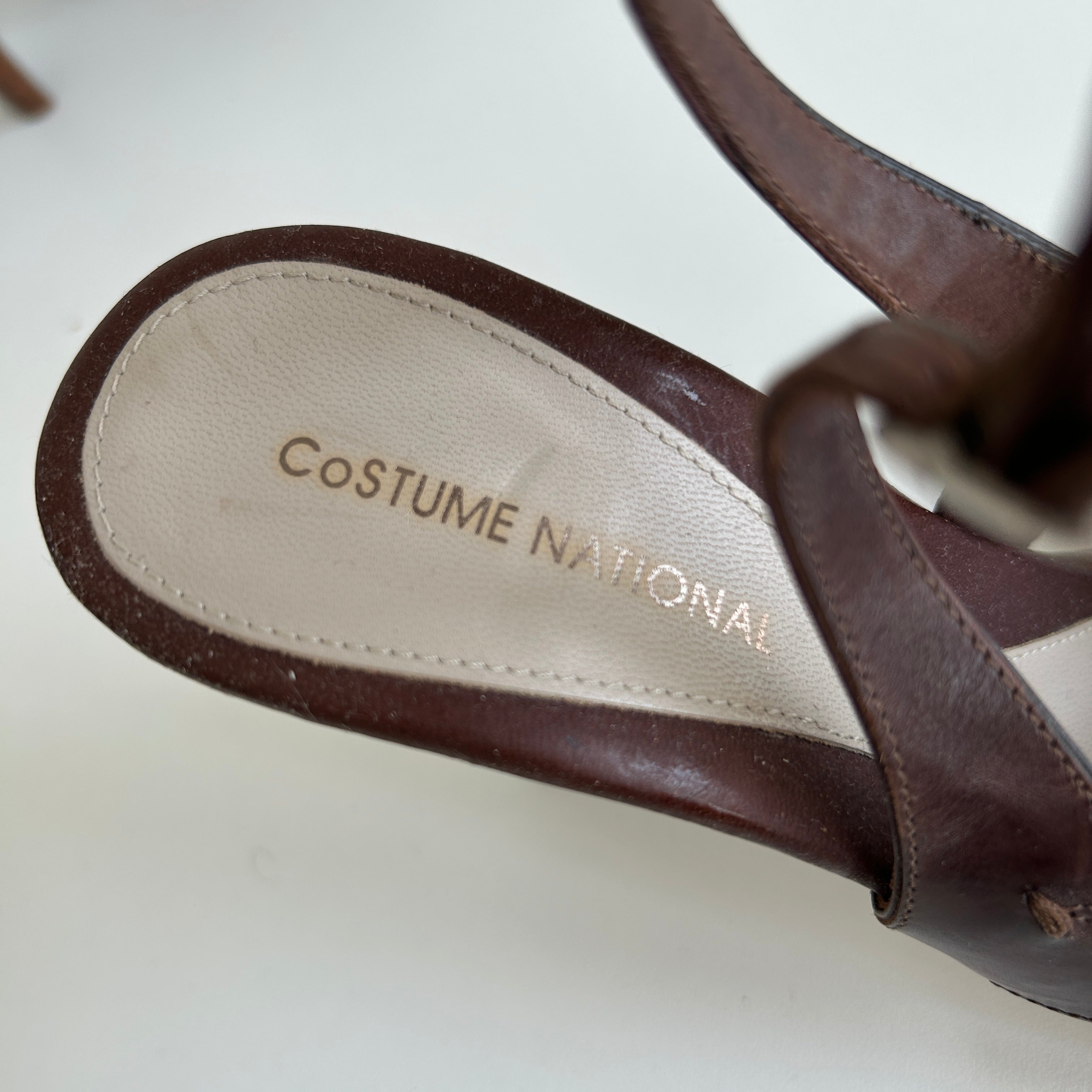 Brown Leather Slingback Sandals