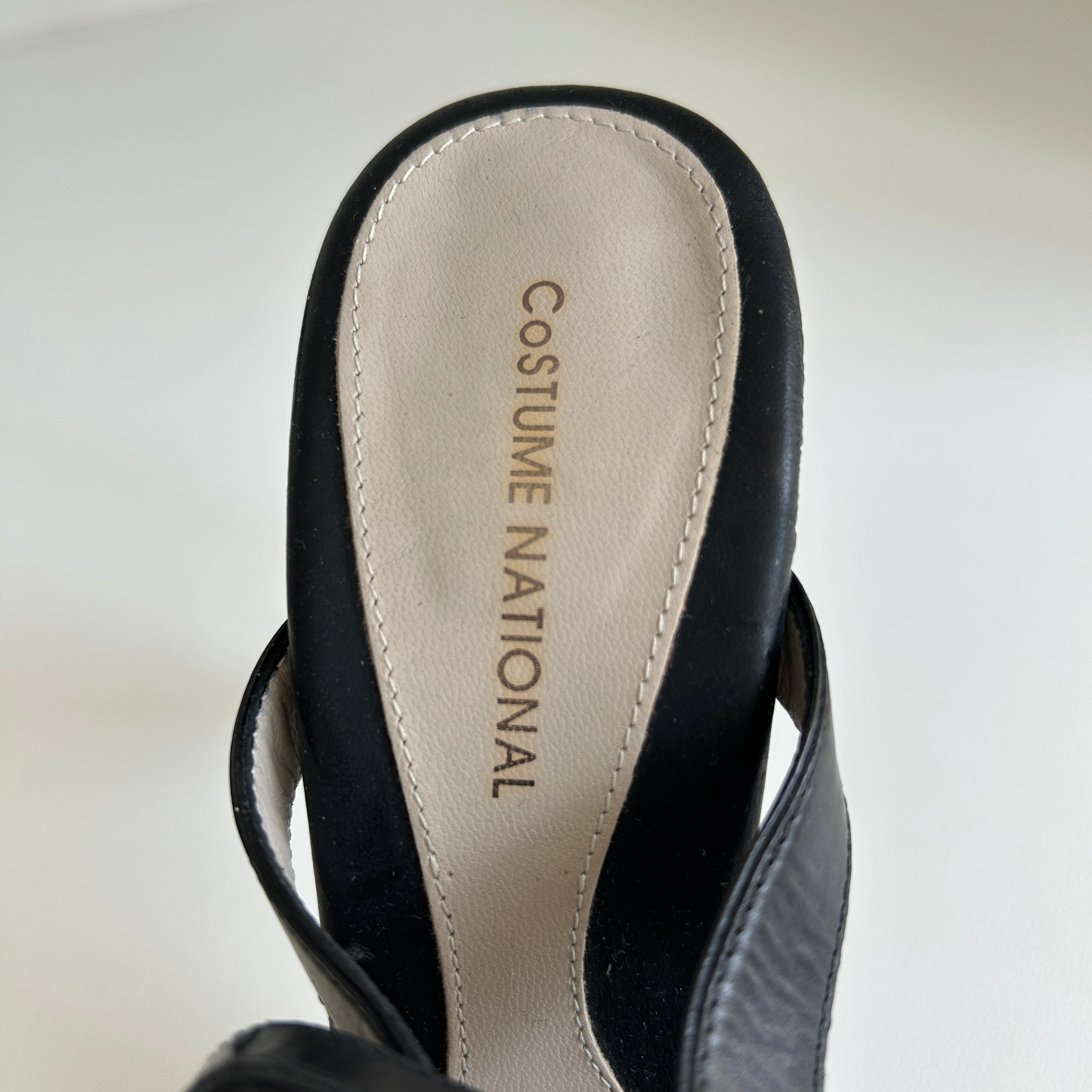Black Leather Slingback Sandals