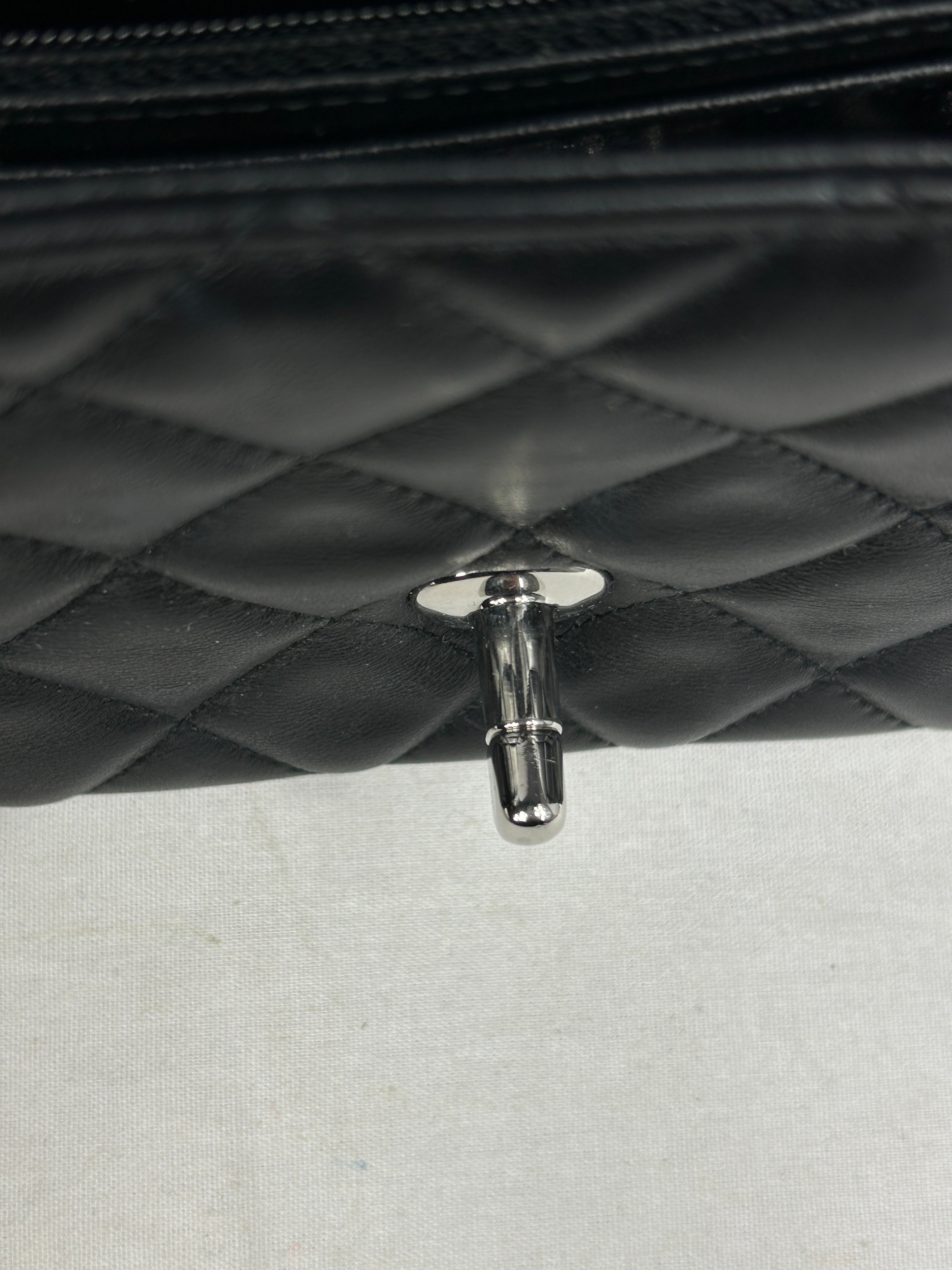 Black Quilted Lambskin Single Flap Mini Rectangle w/SHW