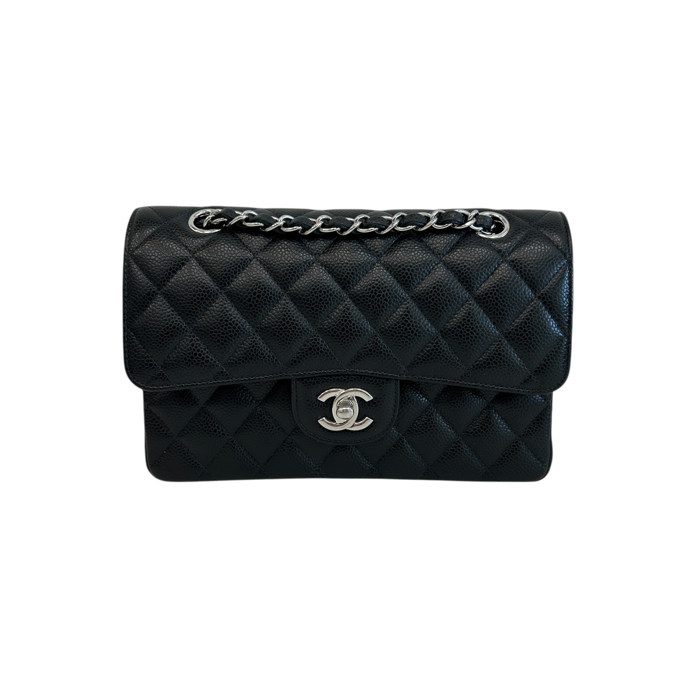 Black Caviar Small Classic Double Flap w/SHW