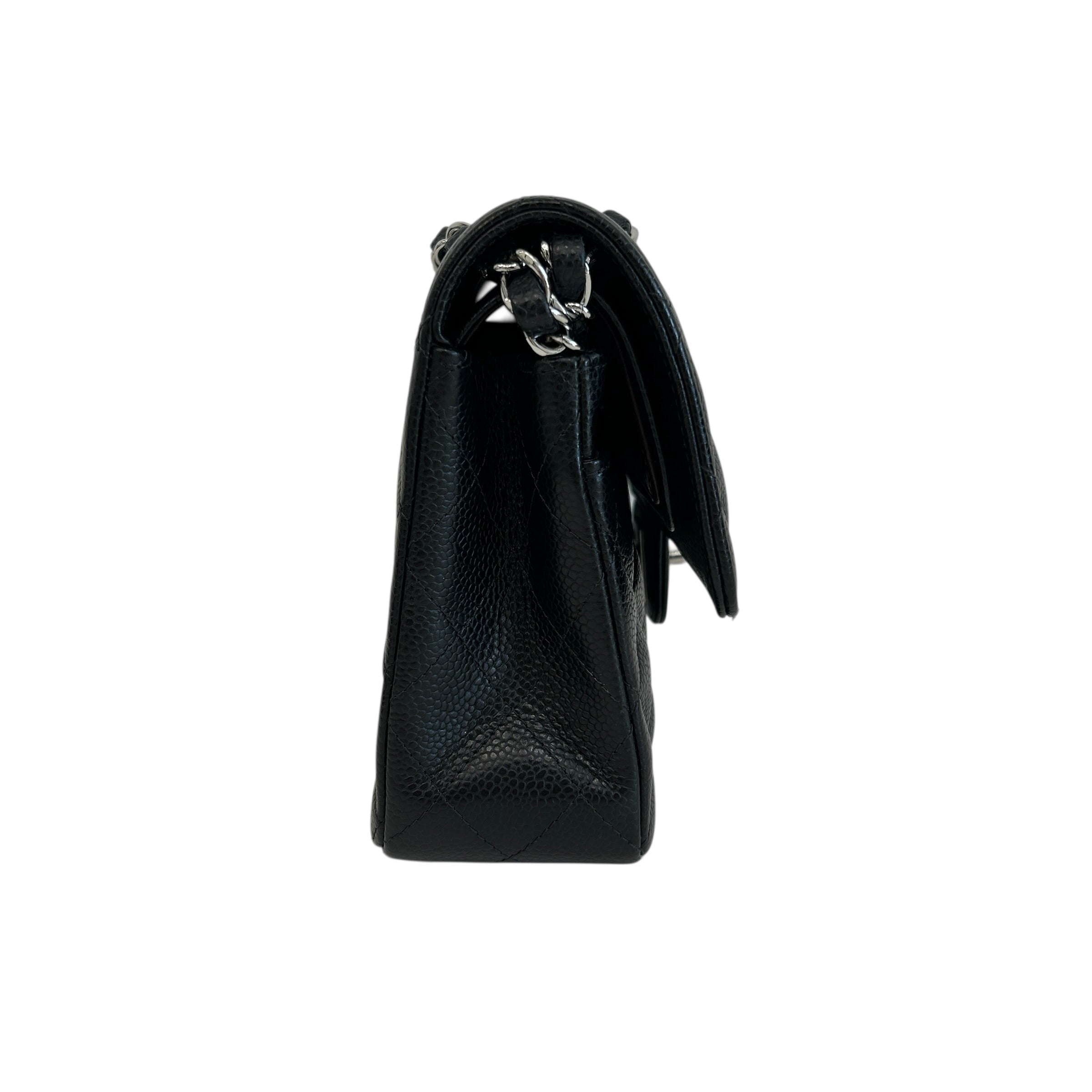 Black Caviar Small Classic Double Flap w/SHW