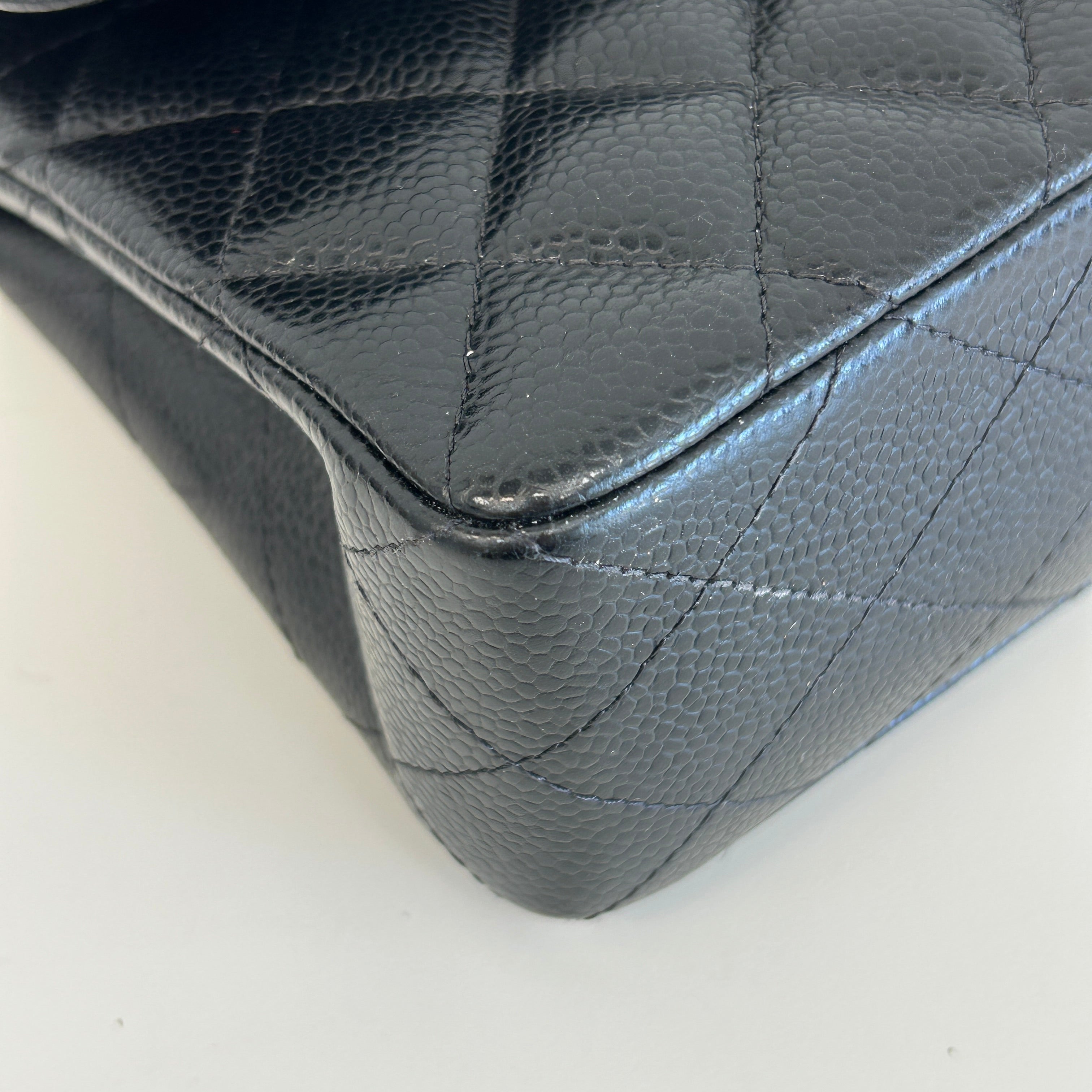 Black Caviar Small Classic Double Flap w/SHW