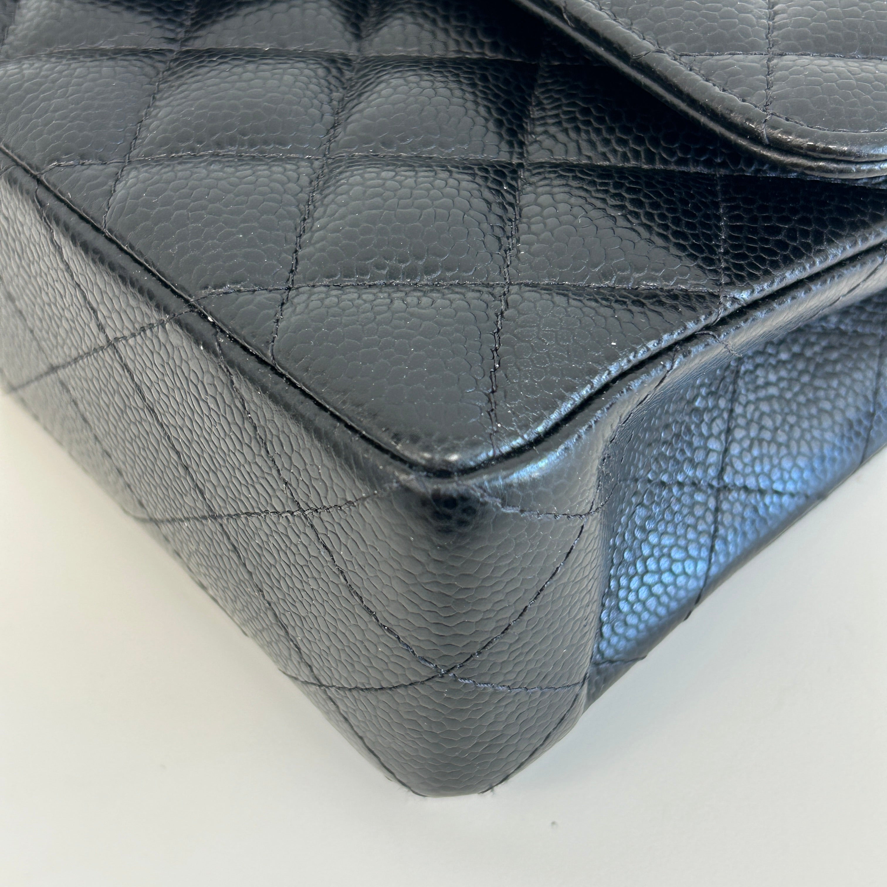 Black Caviar Small Classic Double Flap w/SHW
