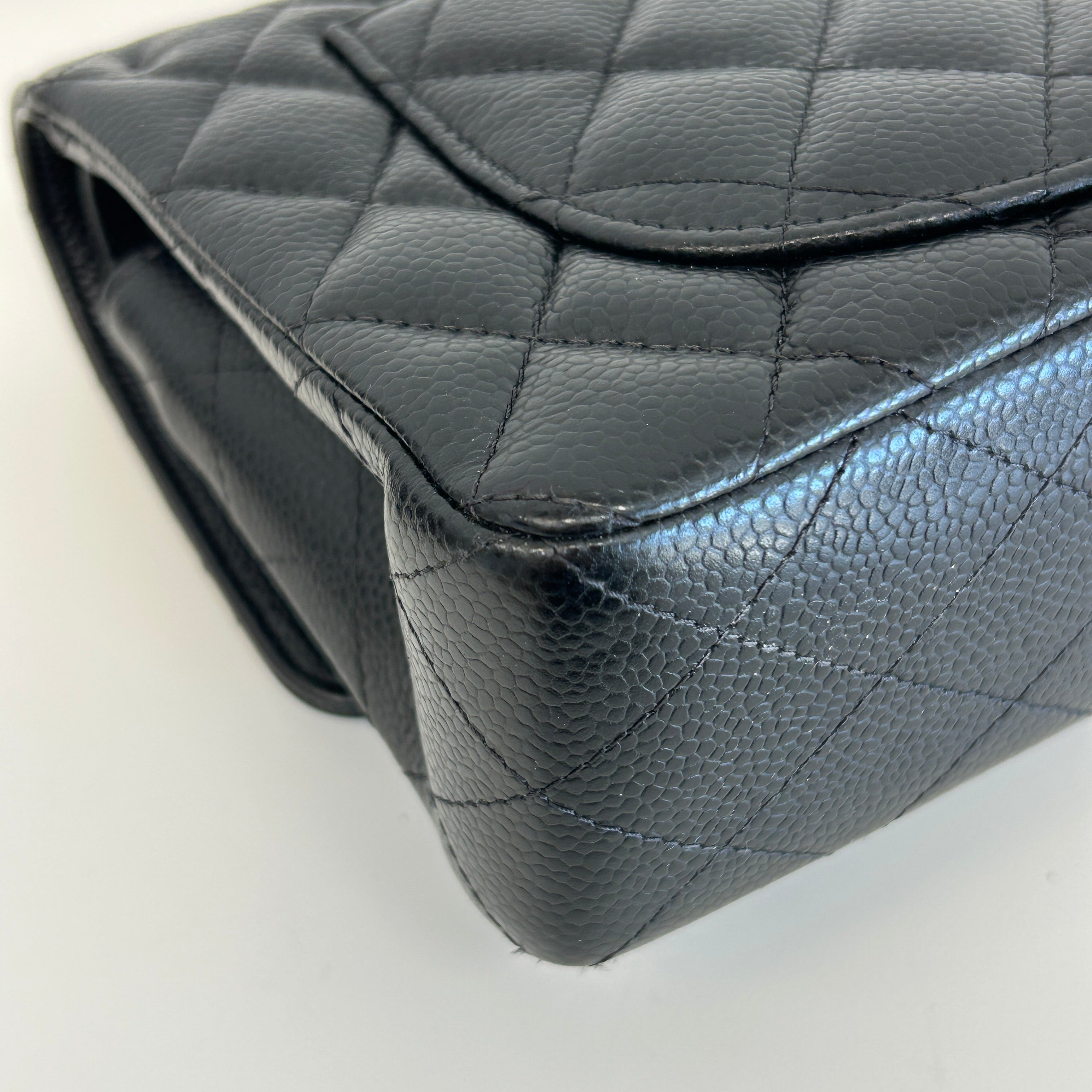 Black Caviar Small Classic Double Flap w/SHW