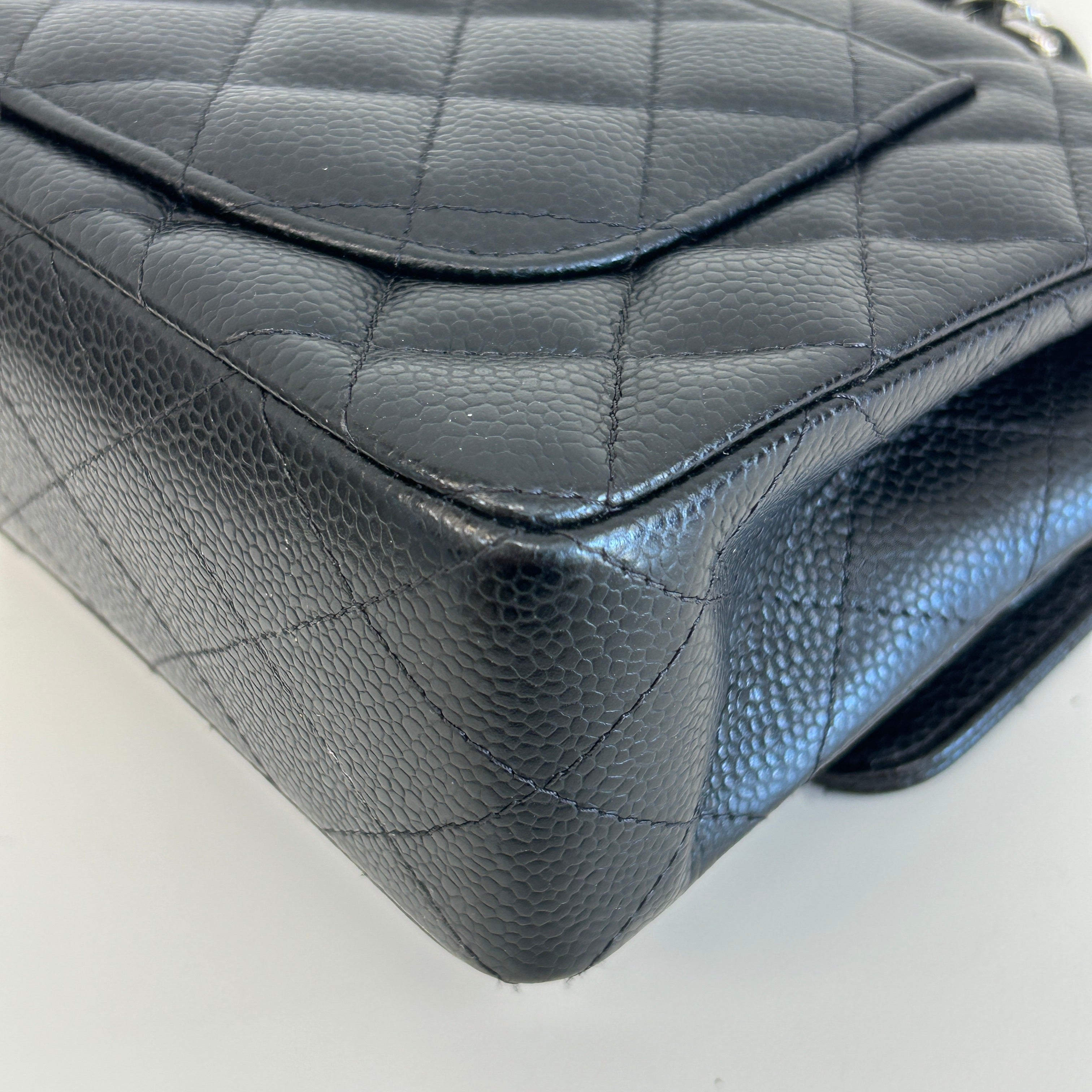 Black Caviar Small Classic Double Flap w/SHW