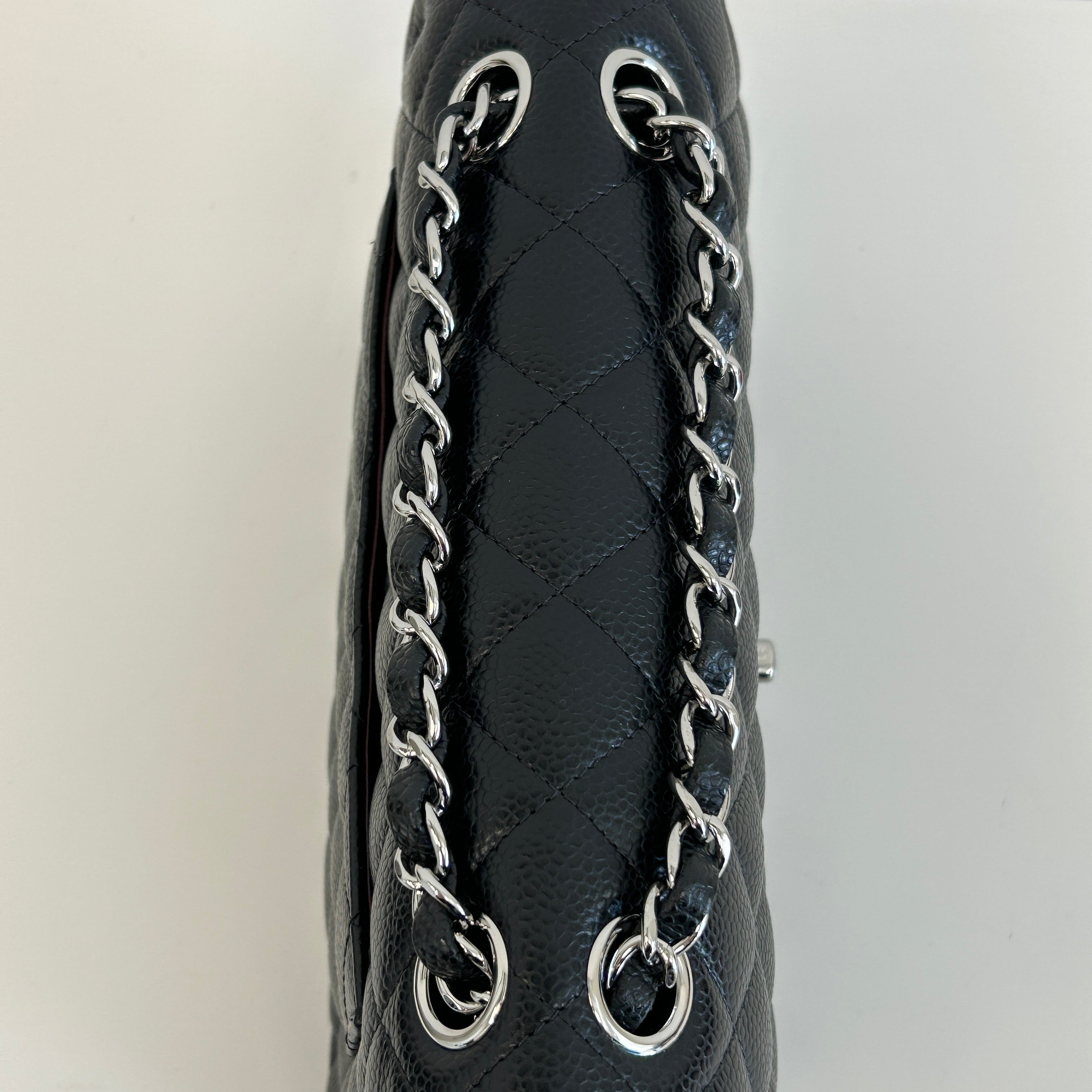 Black Caviar Small Classic Double Flap w/SHW