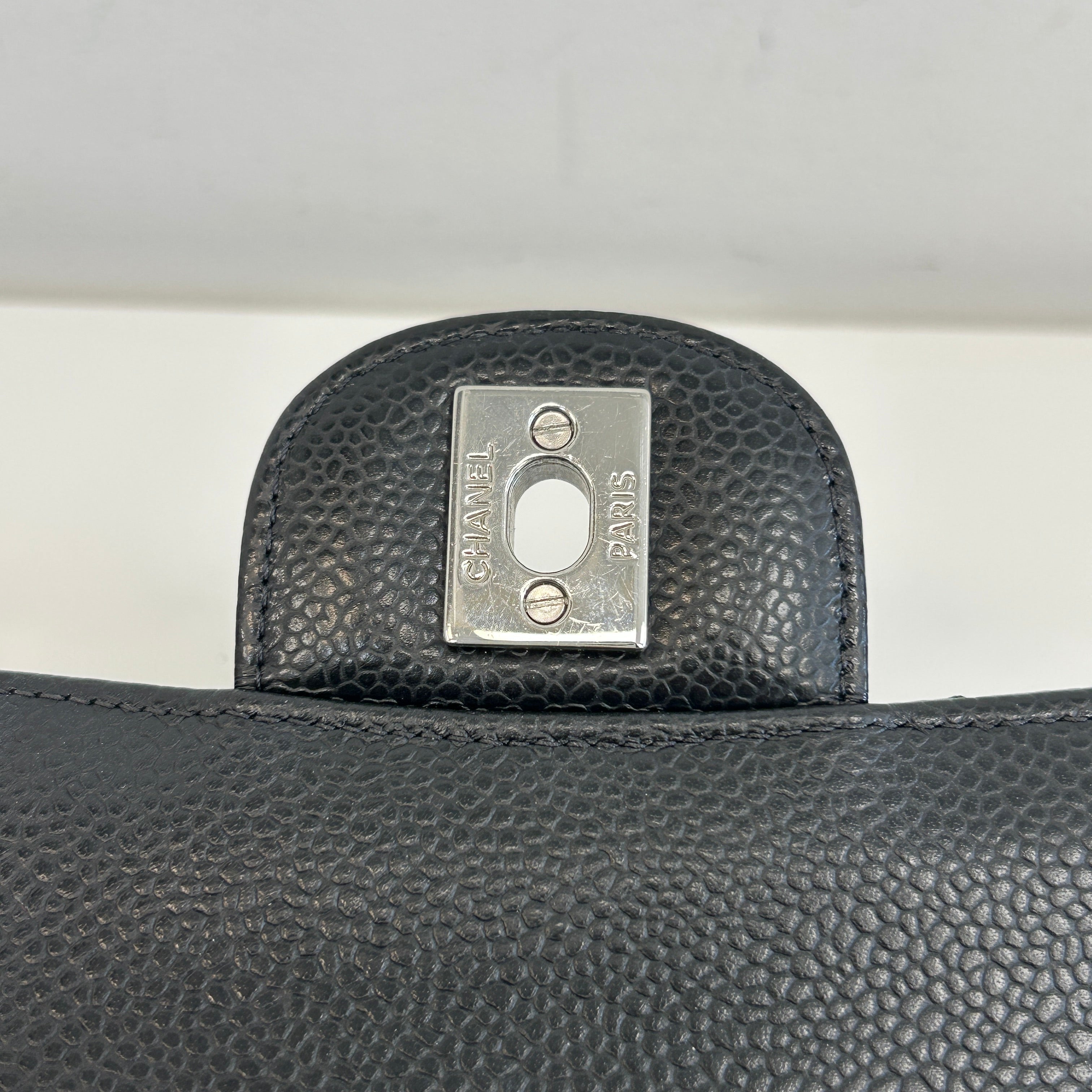 Black Caviar Small Classic Double Flap w/SHW