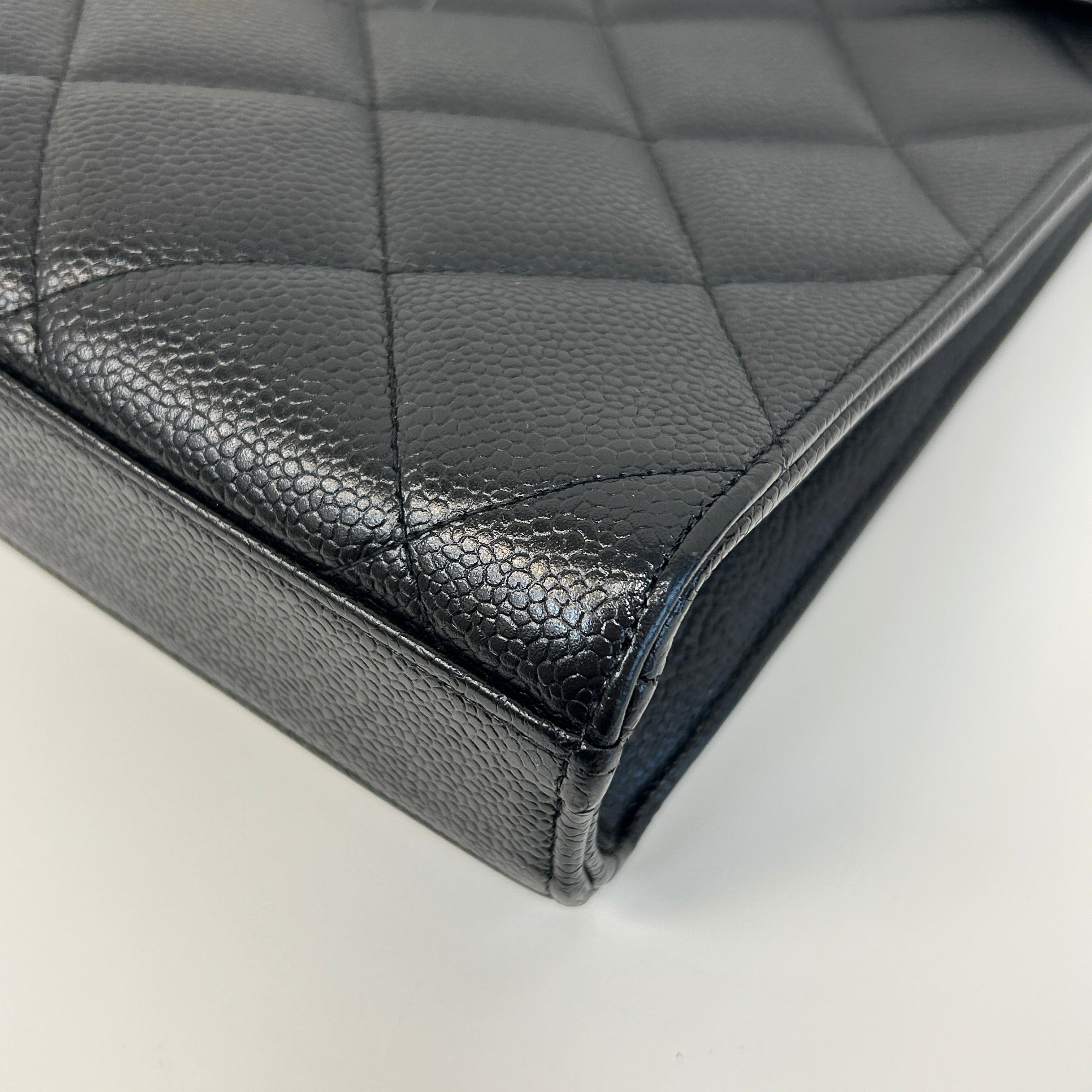 Black Quilted Caviar Leather Jumbo Kelly Briefcase Bag w/GHW - Haute Classics