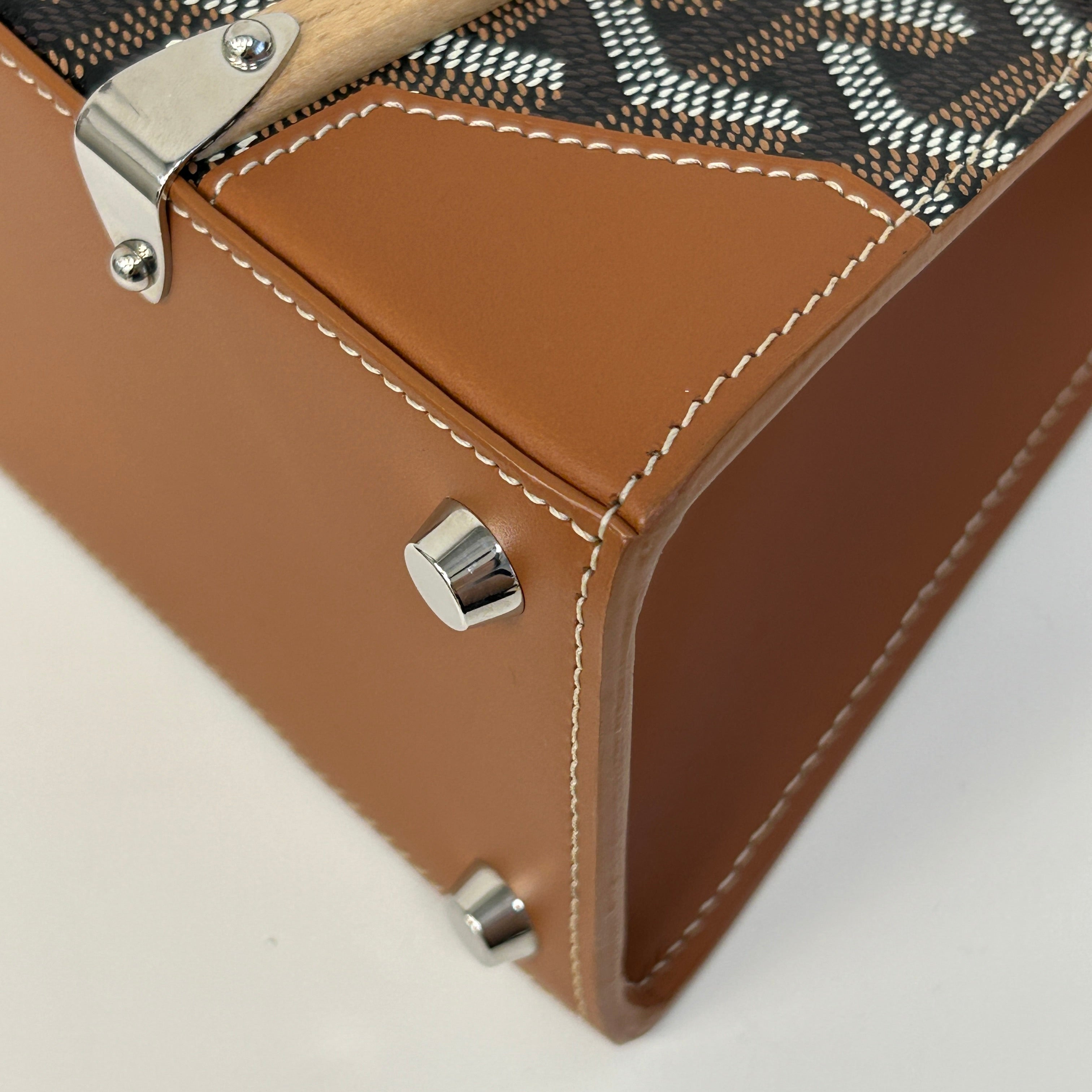 Black Chevron Print Coated Canvas Mini Saigon Bag - Haute Classics