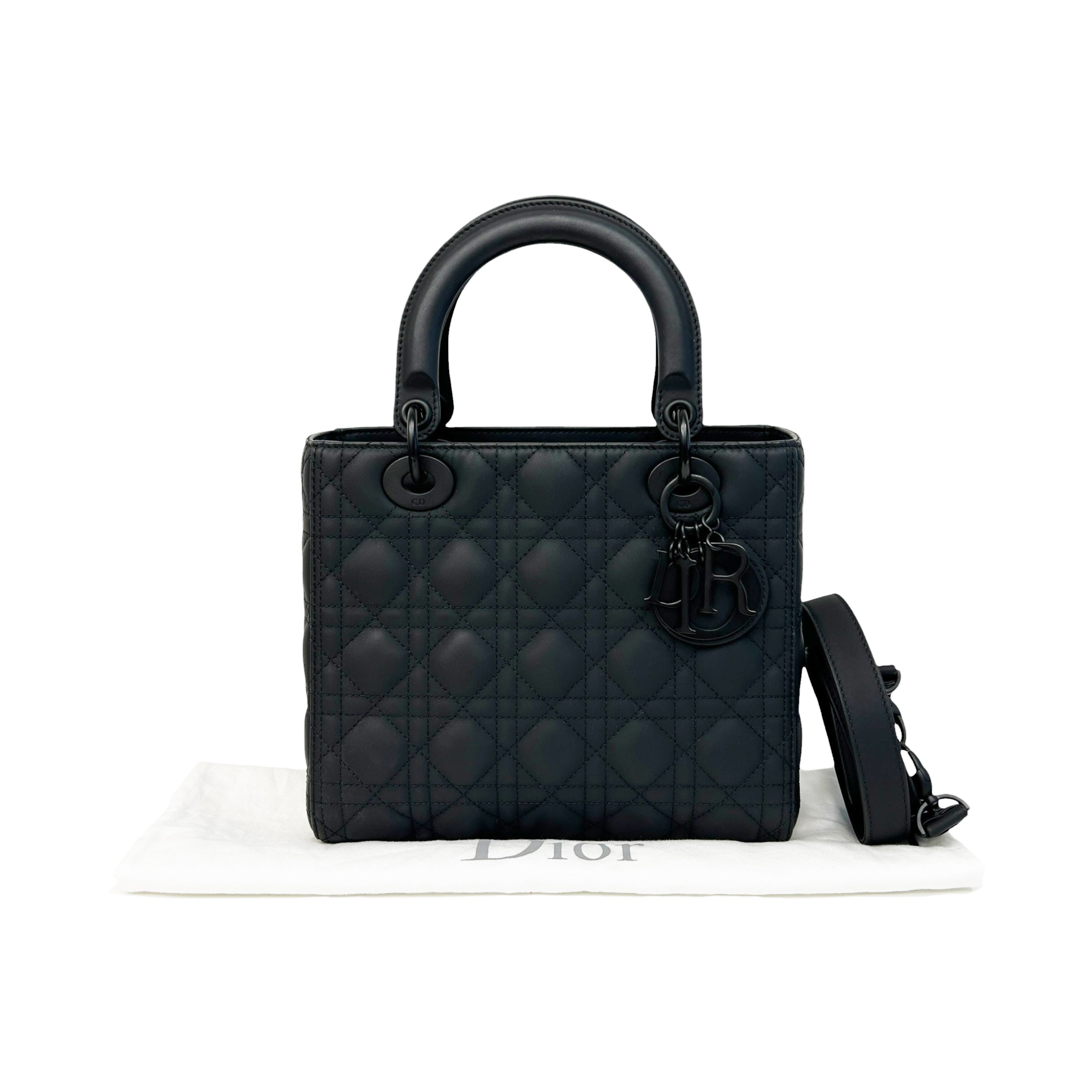 Black Ultramatte Cannage Calfskin Lady Dior Bag - Haute Classics