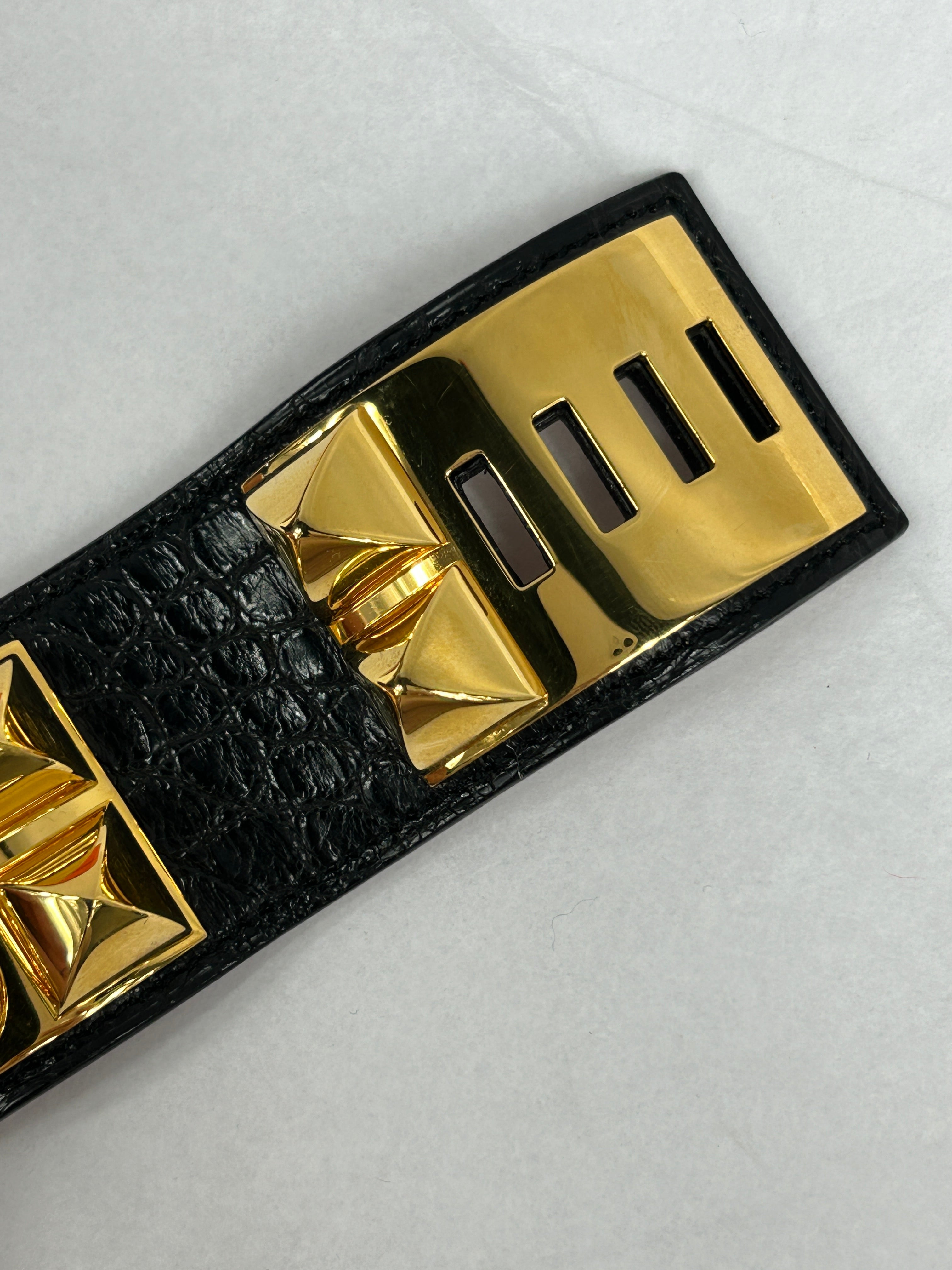 Black Matte Alligator Collier de Chien CDC Bracelet w/GHW