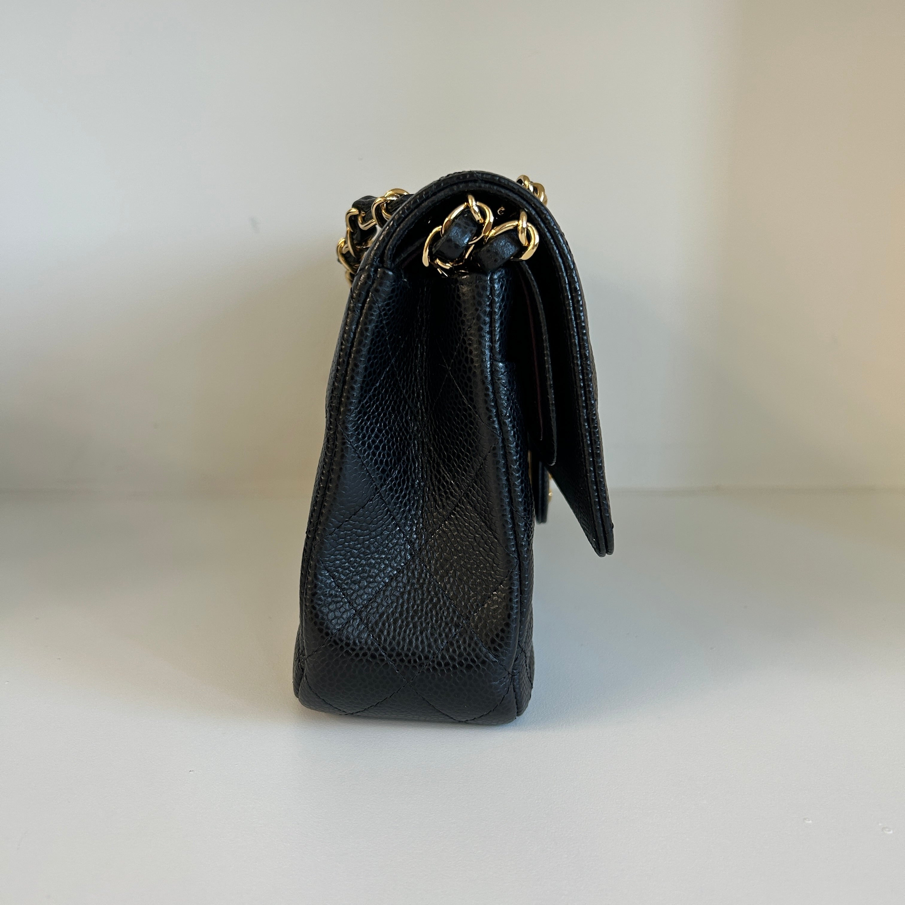 Black Caviar Quilted Medium Double Flap Classic Flap w/GHW
