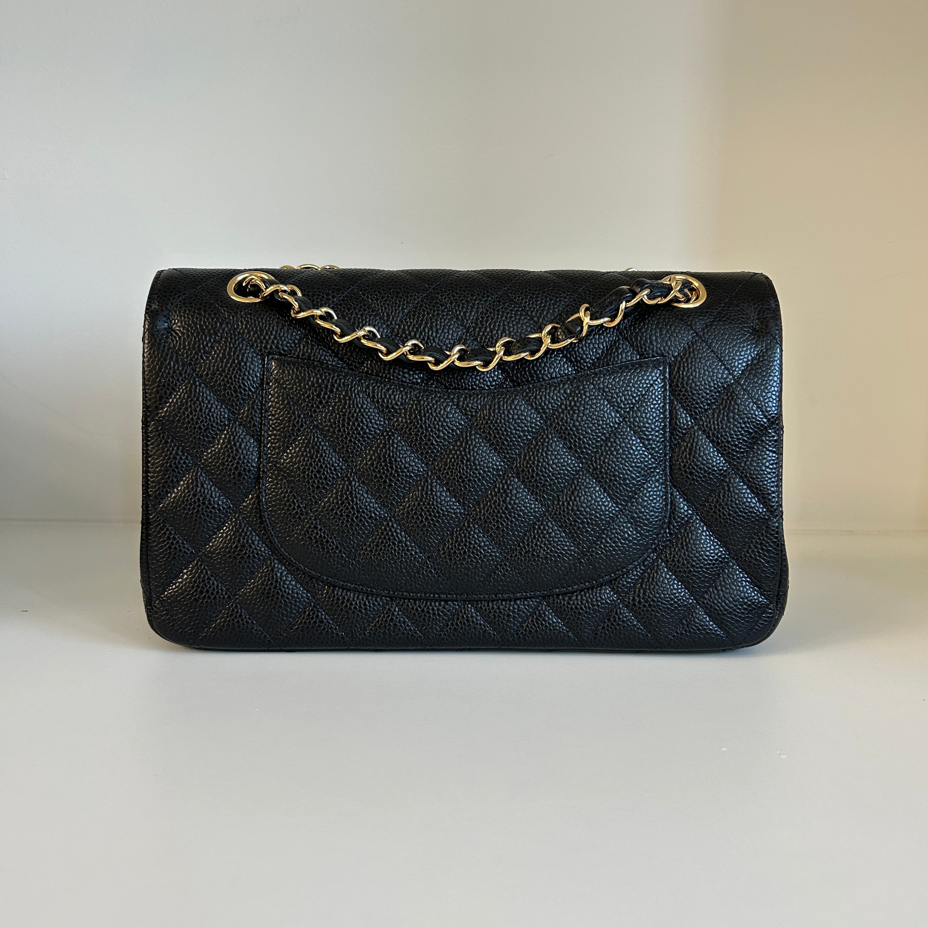 Black Caviar Quilted Medium Double Flap Classic Flap w/GHW