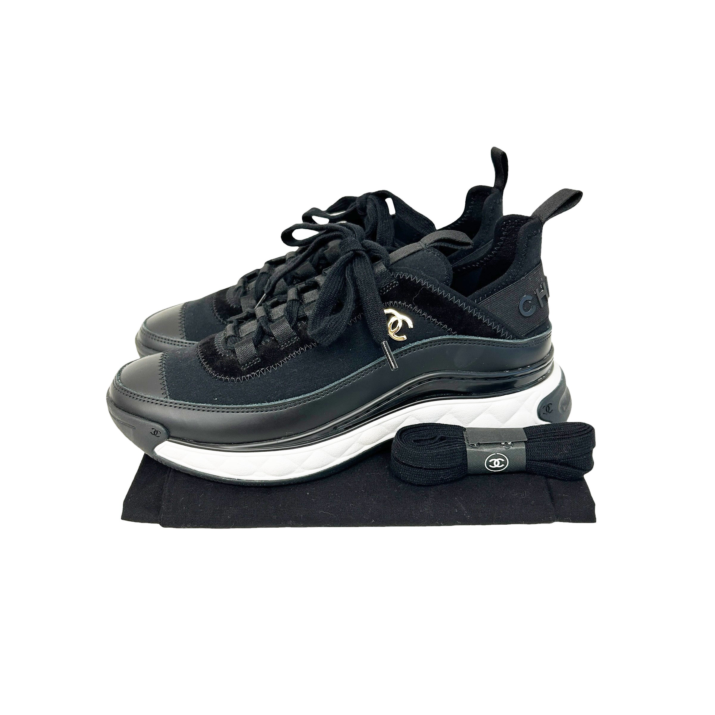 Black Fabric/Suede CC Sneakers - Haute Classics