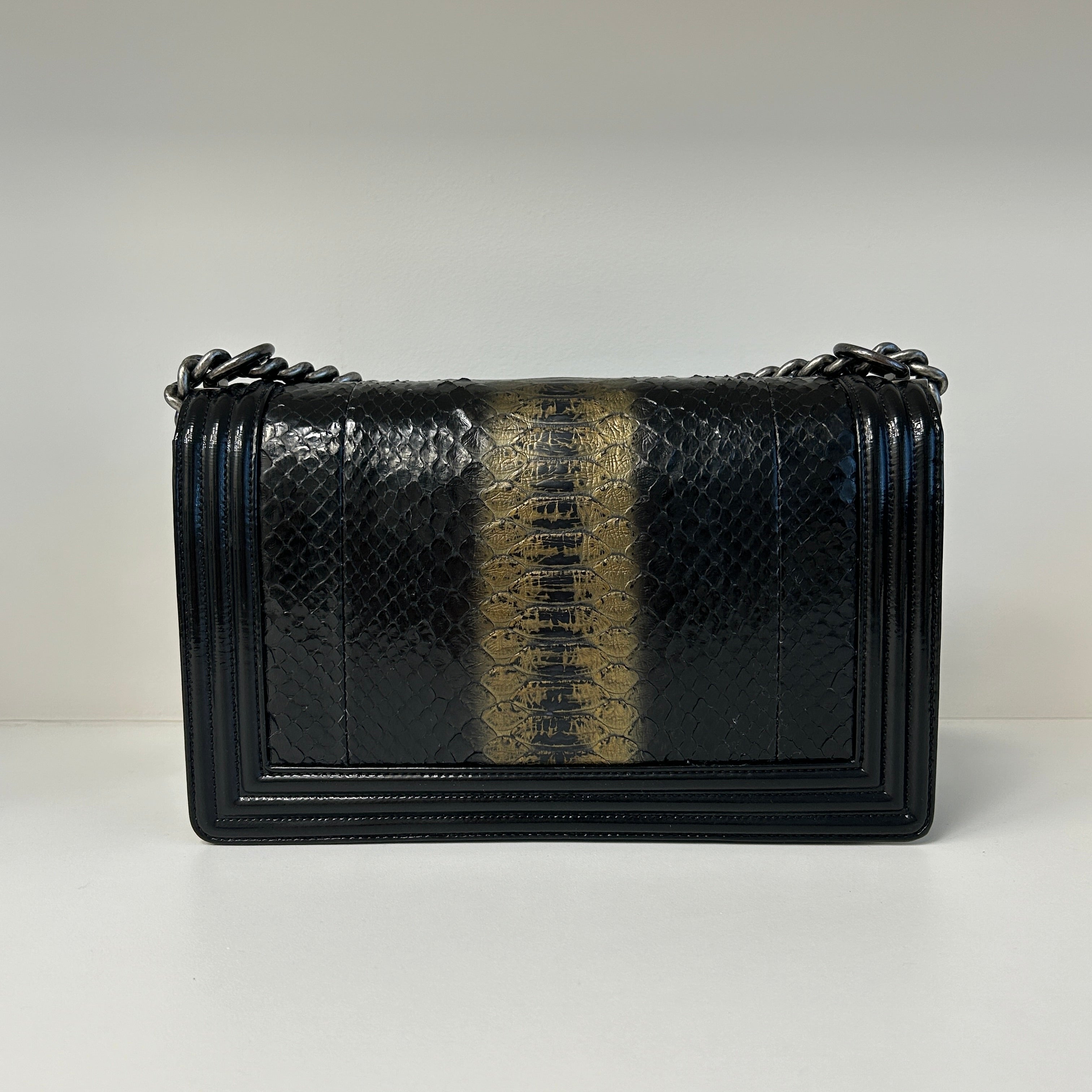 Black Gold Python/Patent Leather (New Medium) Boy Bag w/RHW