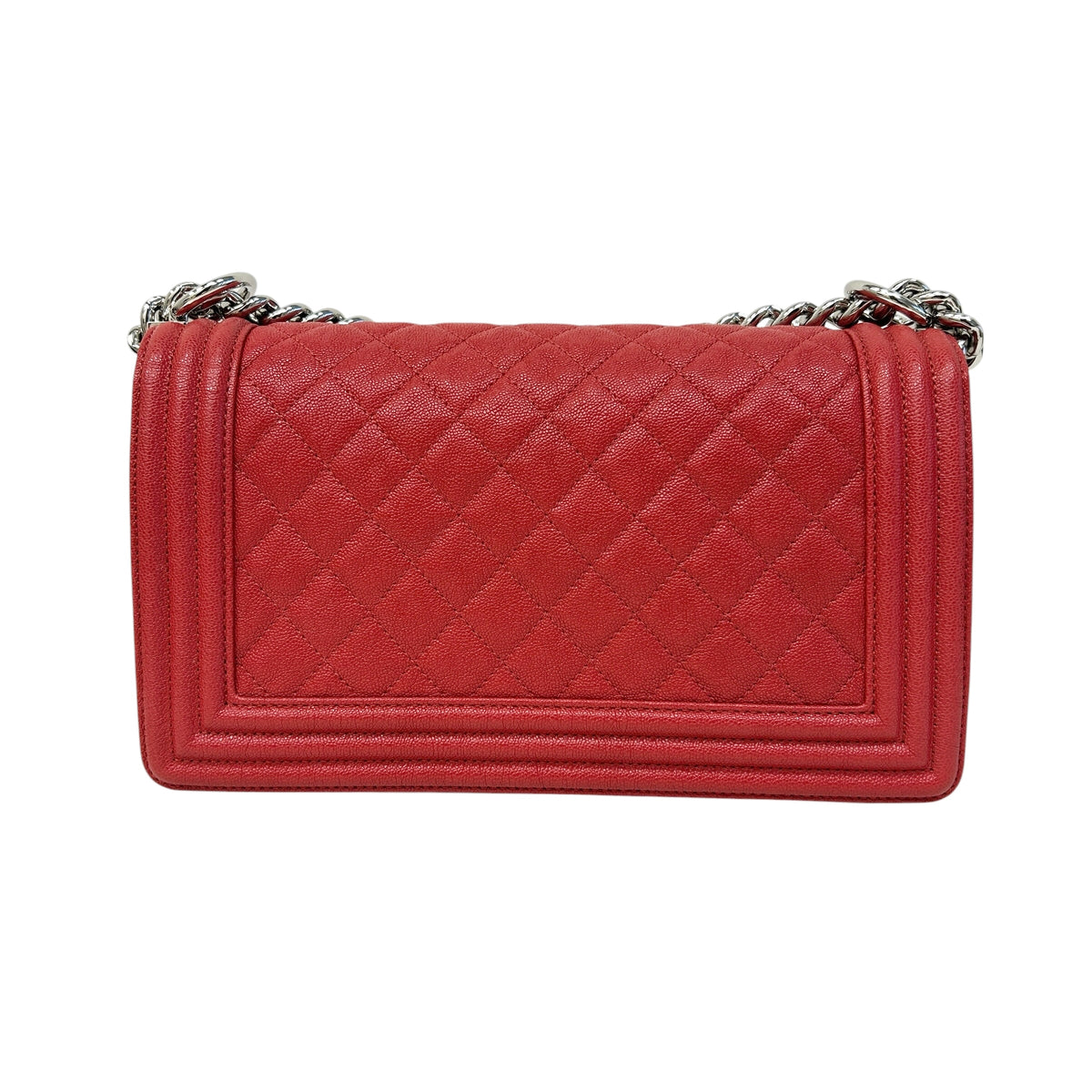 Red Quilted Caviar Leather Medium Boy Bag w/PHW - Haute Classics