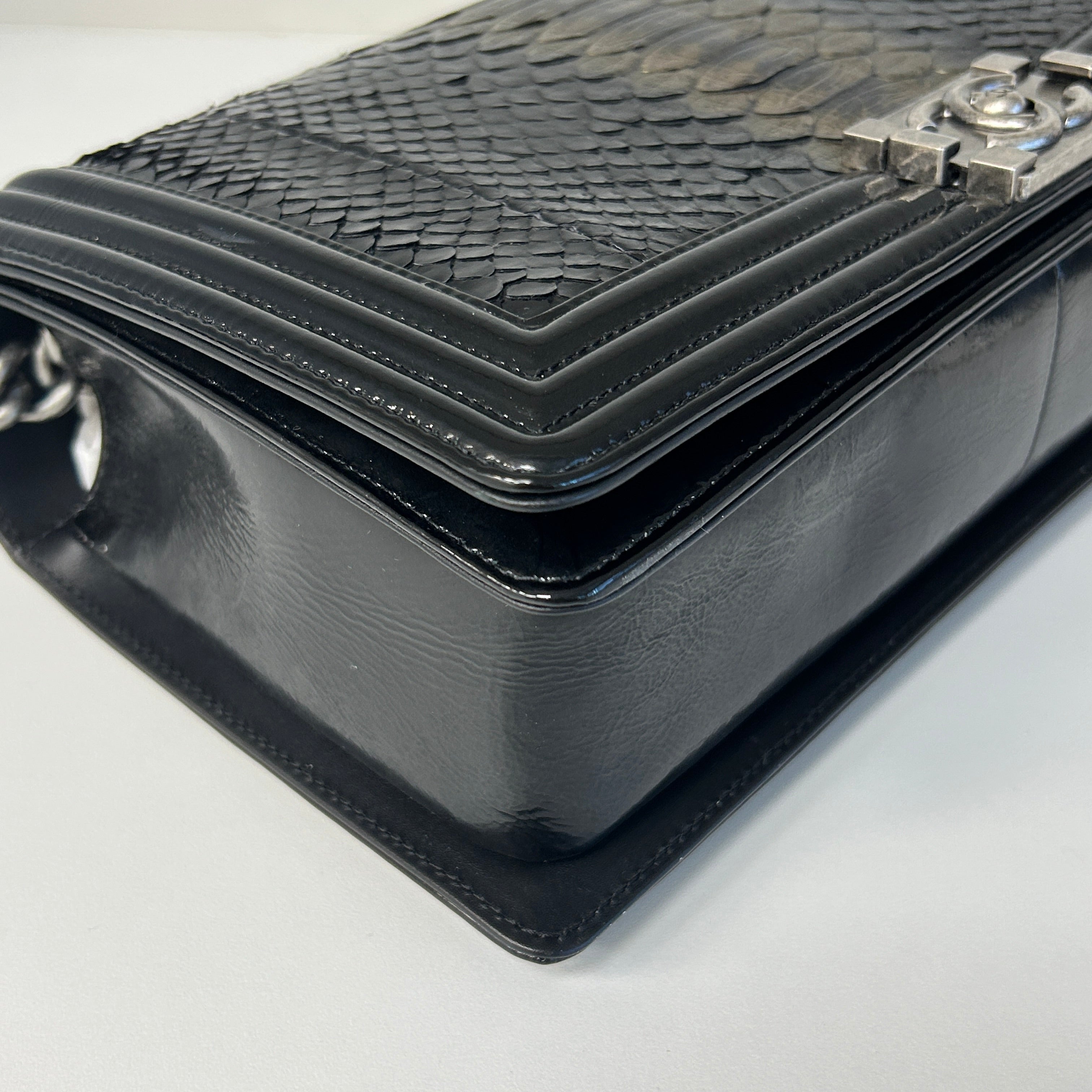 Black Gold Python/Patent Leather (New Medium) Boy Bag w/RHW