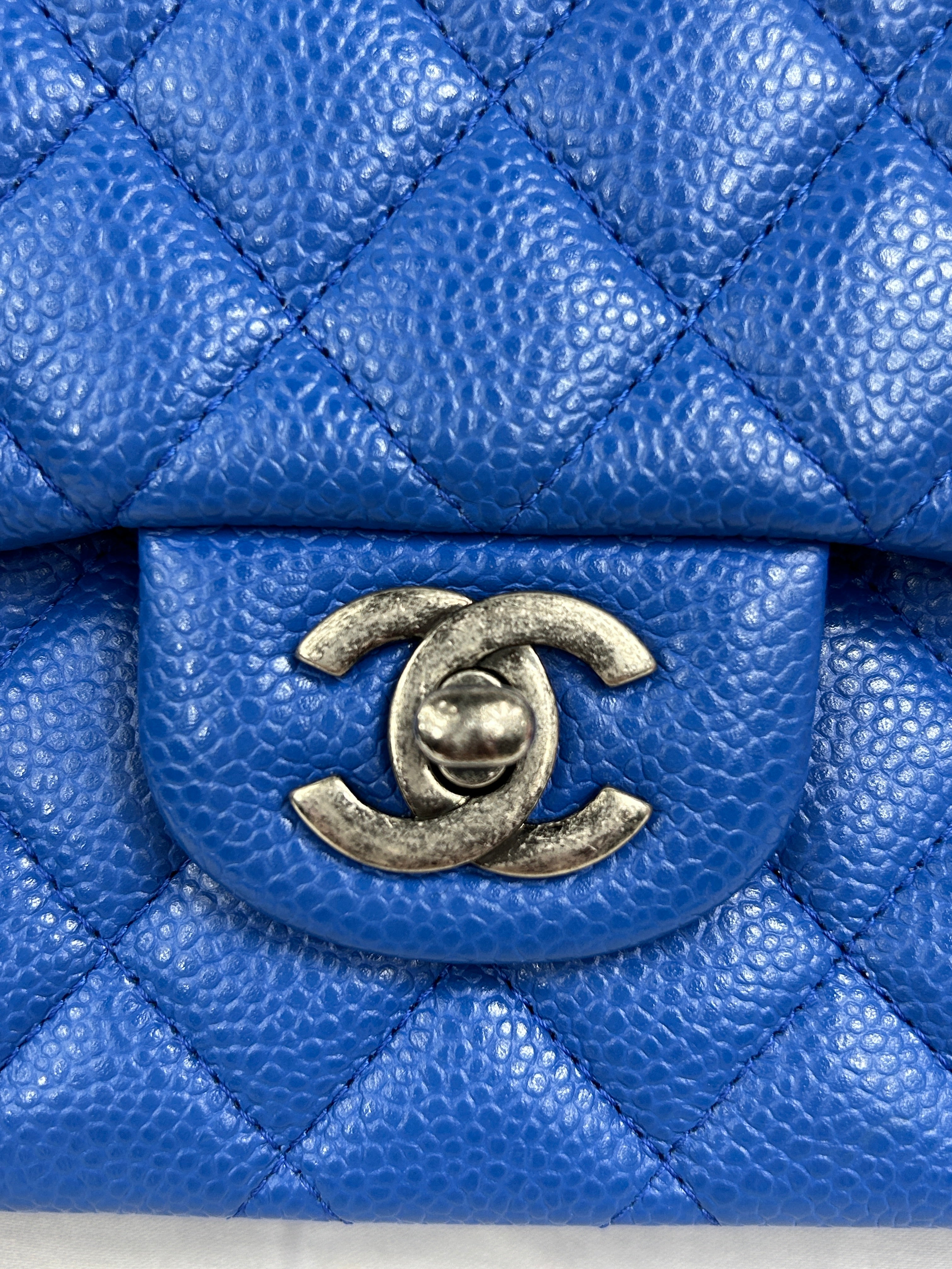 Cobalt Blue Caviar Medium Double Flap w/RHW