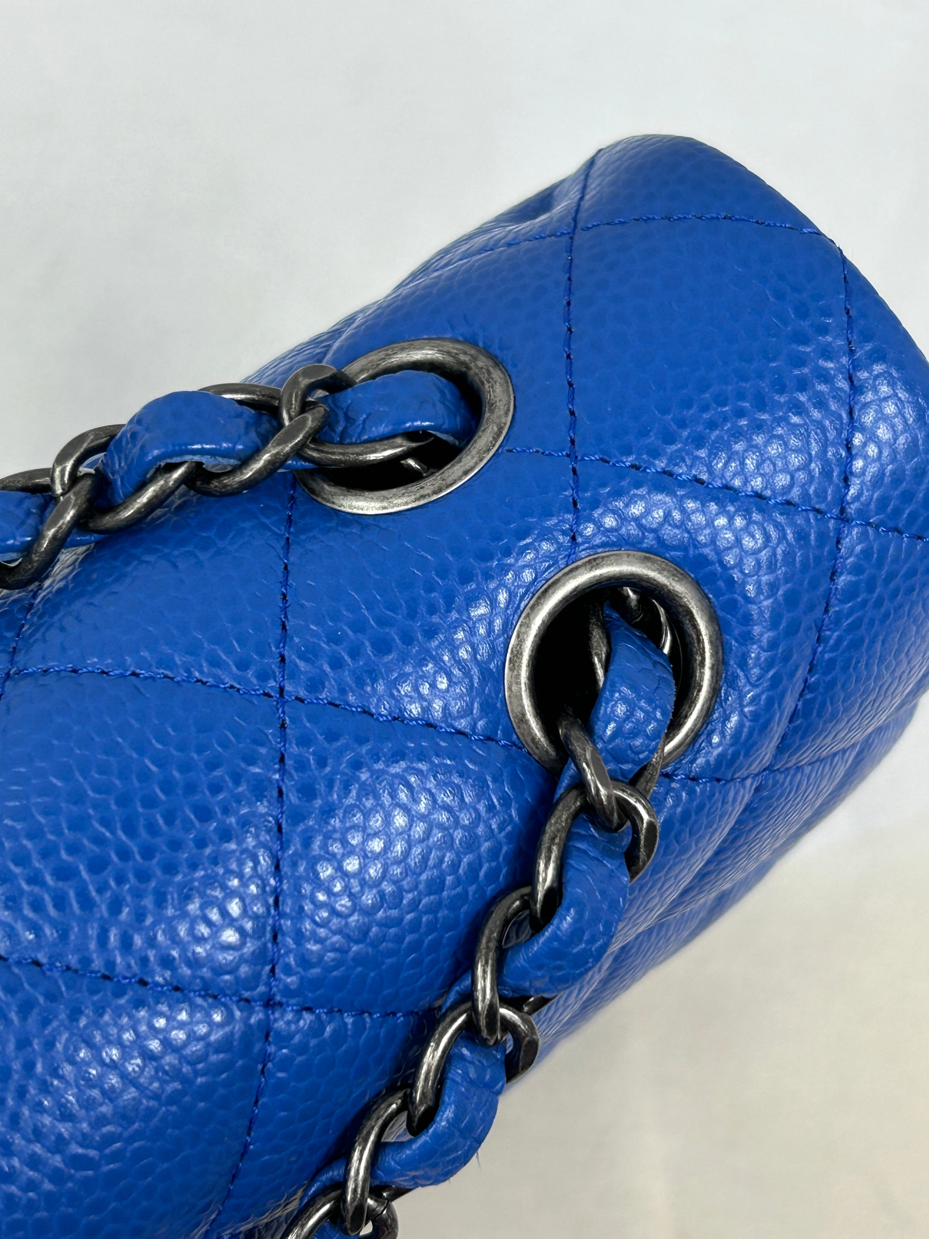 Cobalt Blue Caviar Medium Double Flap w/RHW