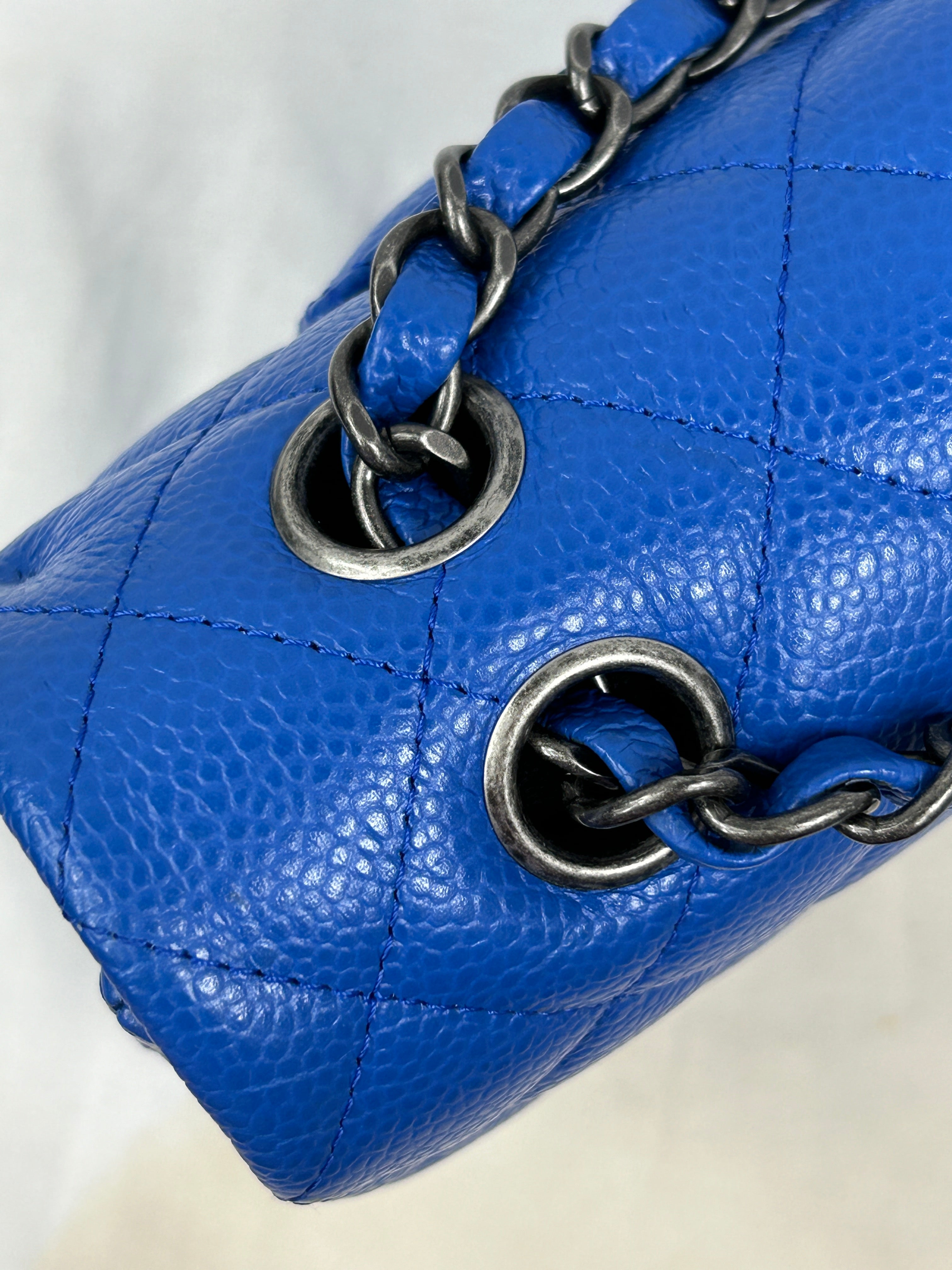 Cobalt Blue Caviar Medium Double Flap w/RHW