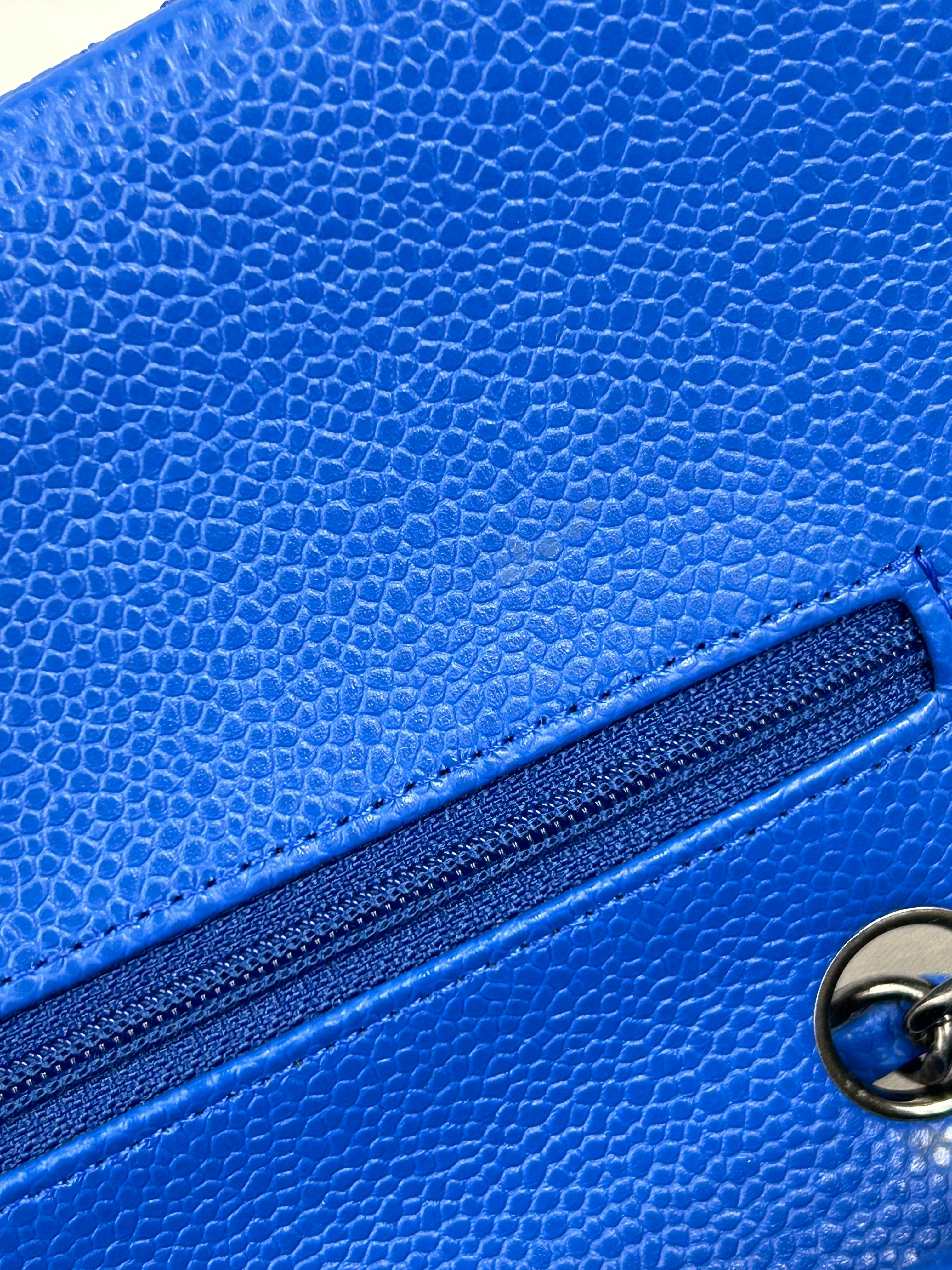 Cobalt Blue Caviar Medium Double Flap w/RHW