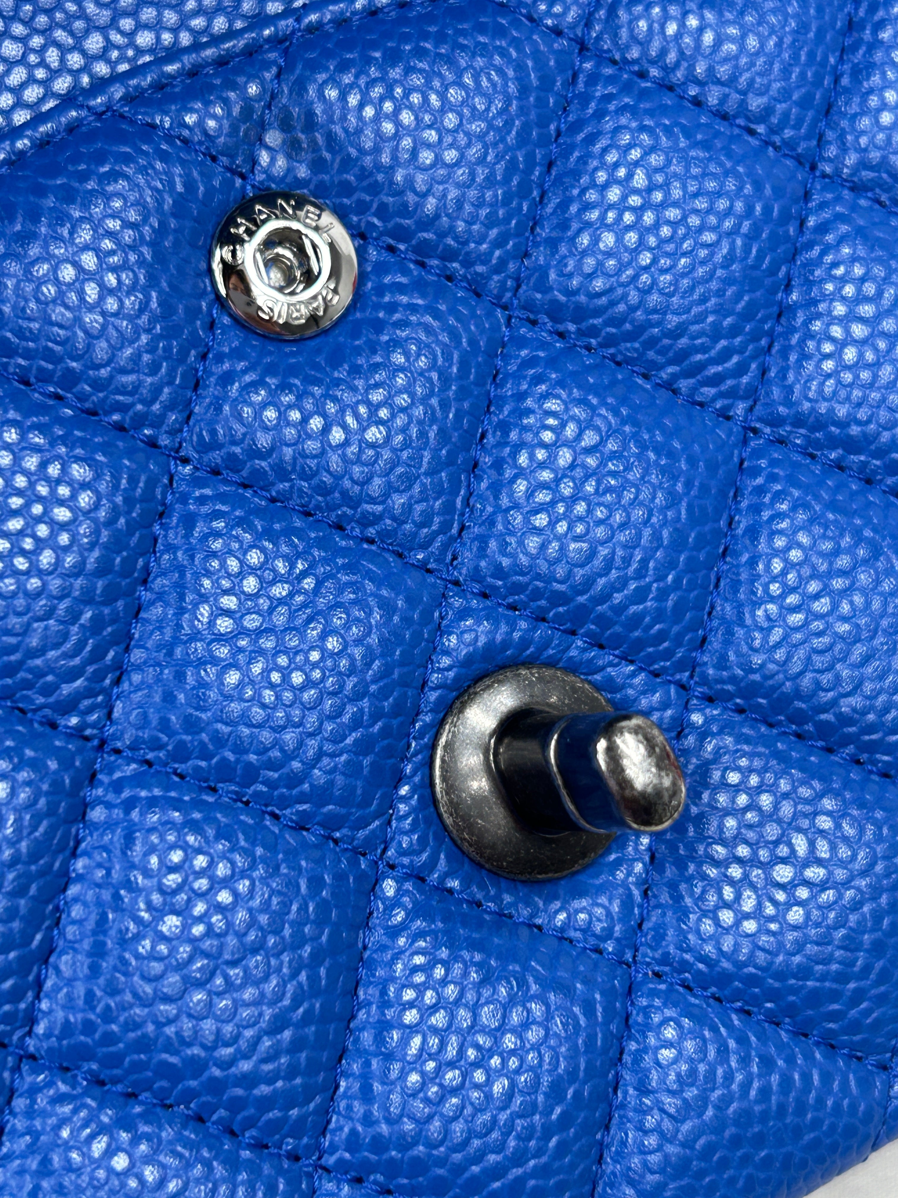 Cobalt Blue Caviar Medium Double Flap w/RHW