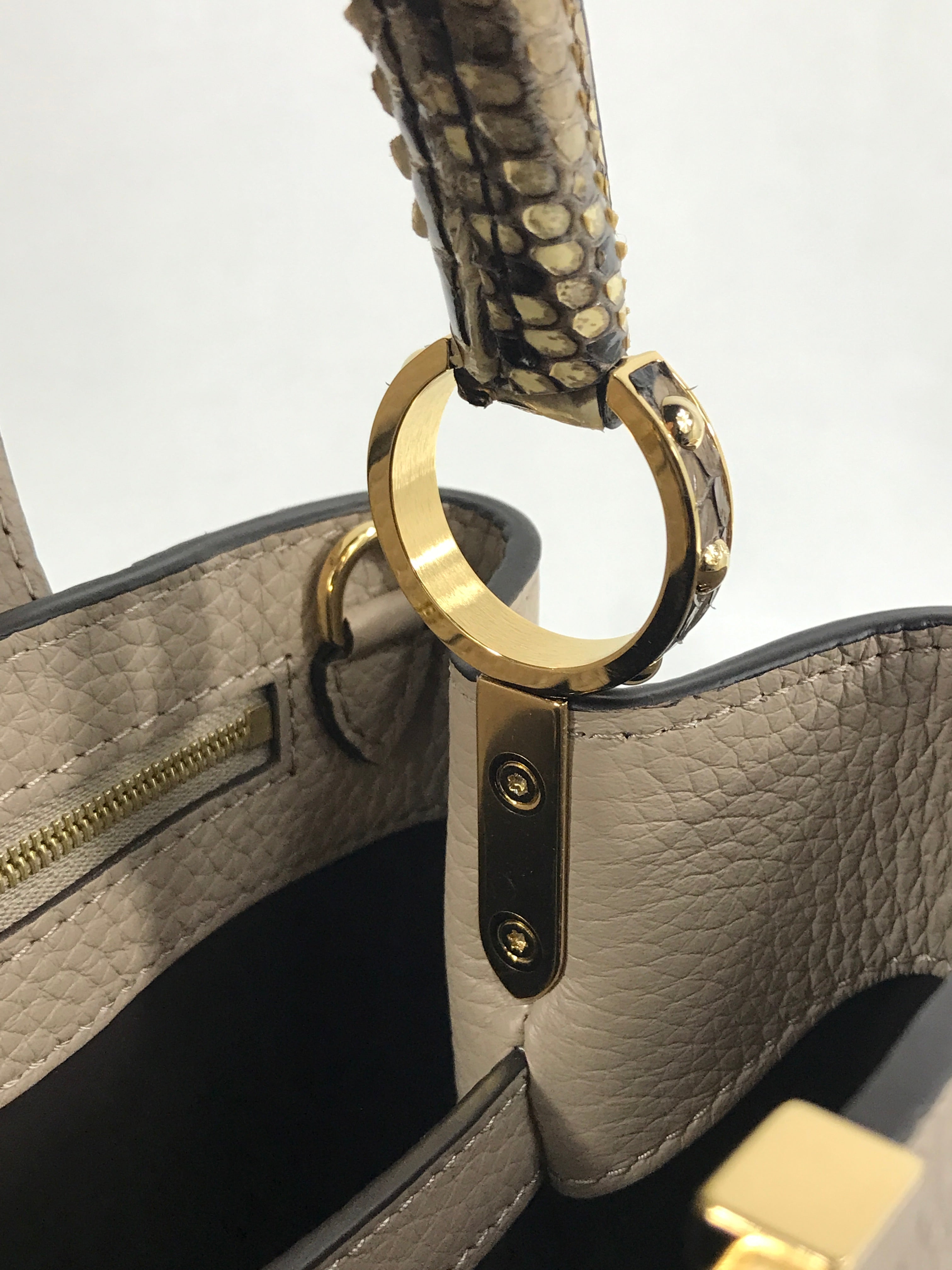 Nude Taurillon Leather Capucines BB Bag w/Python Handle and GHW
