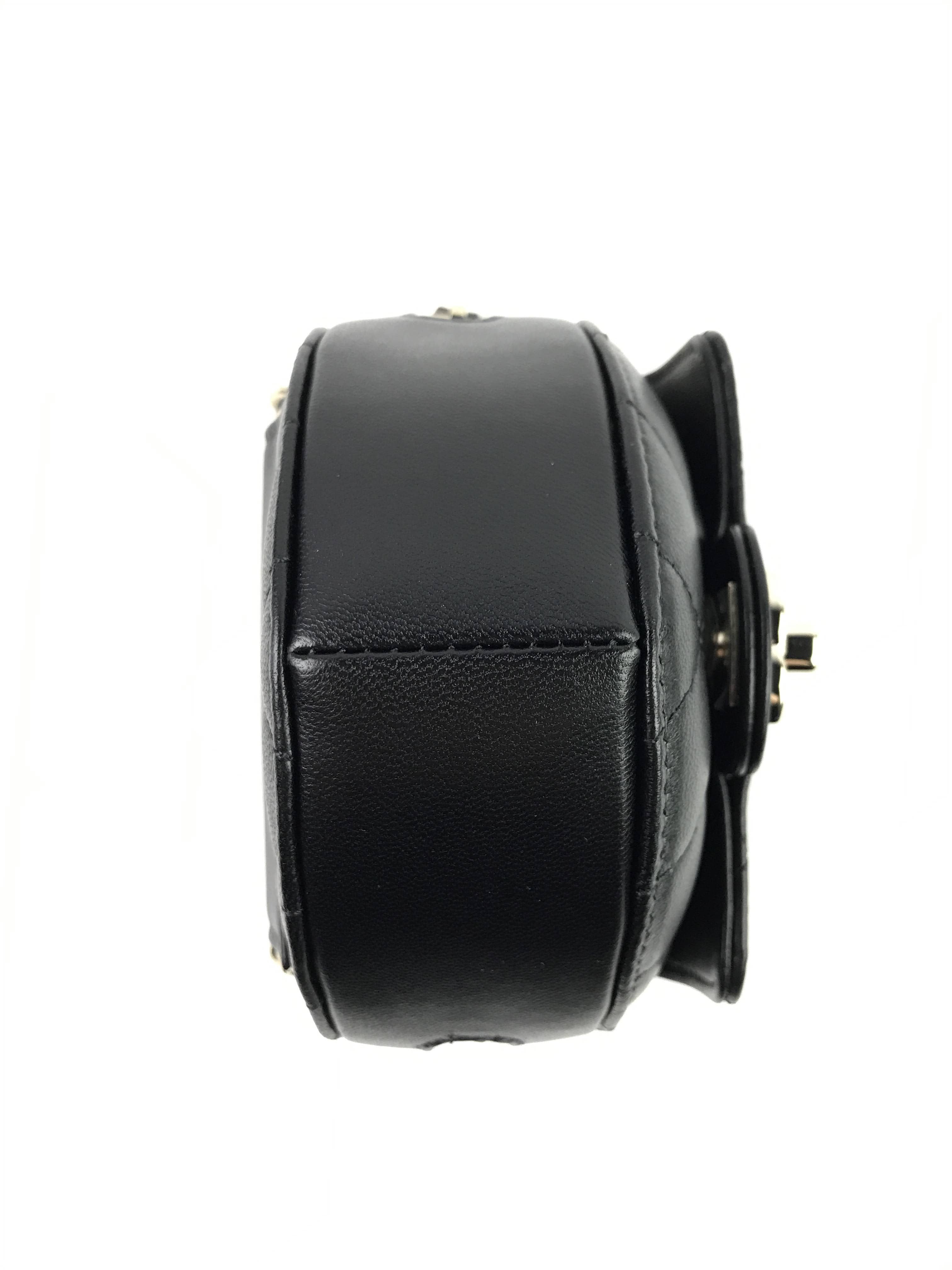 Black Quilted Lambskin Leather Mini Heart Belt Bag w/GHW