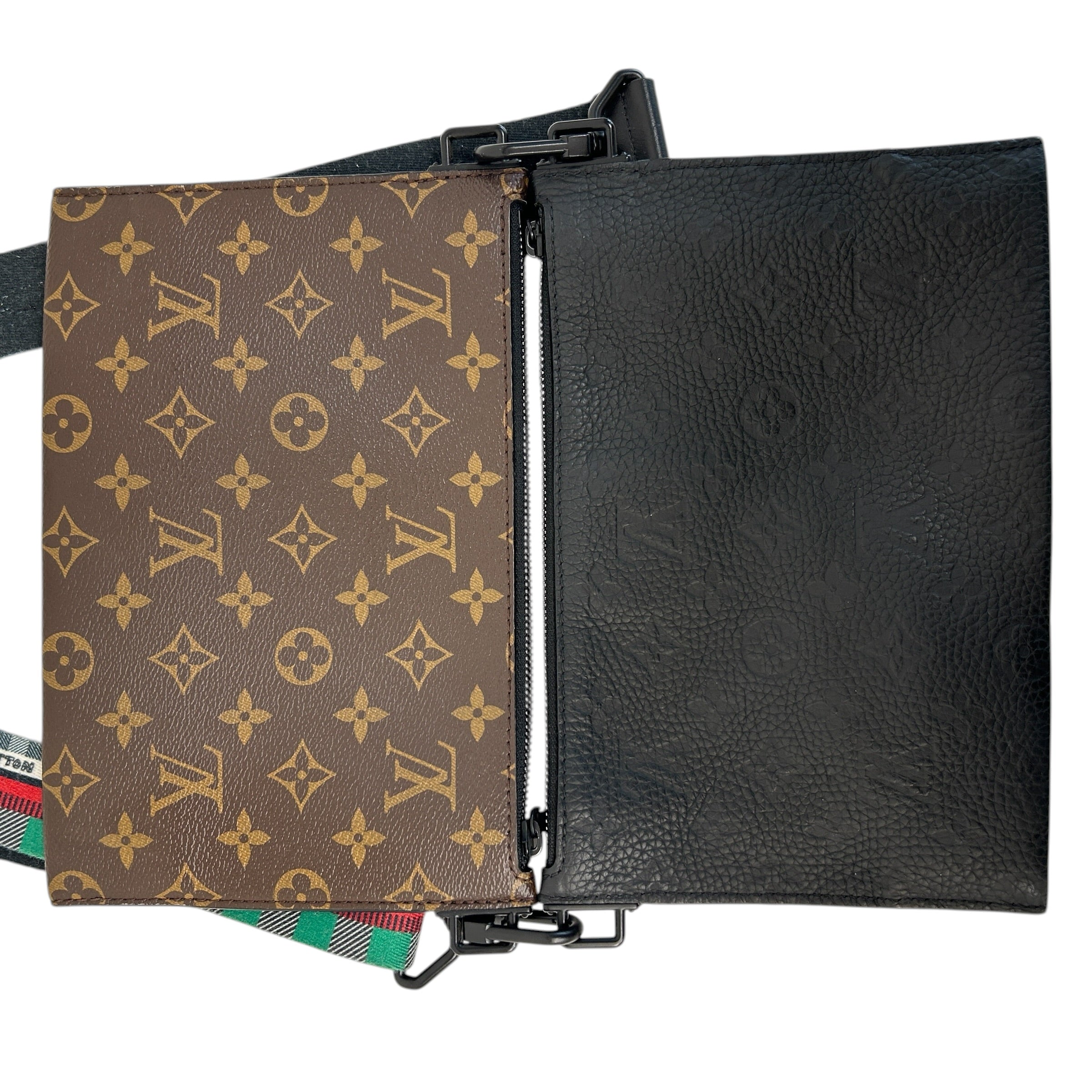 Black Taurillon Leather Monogram Canvas Trio Messenger Bag - Haute Classics
