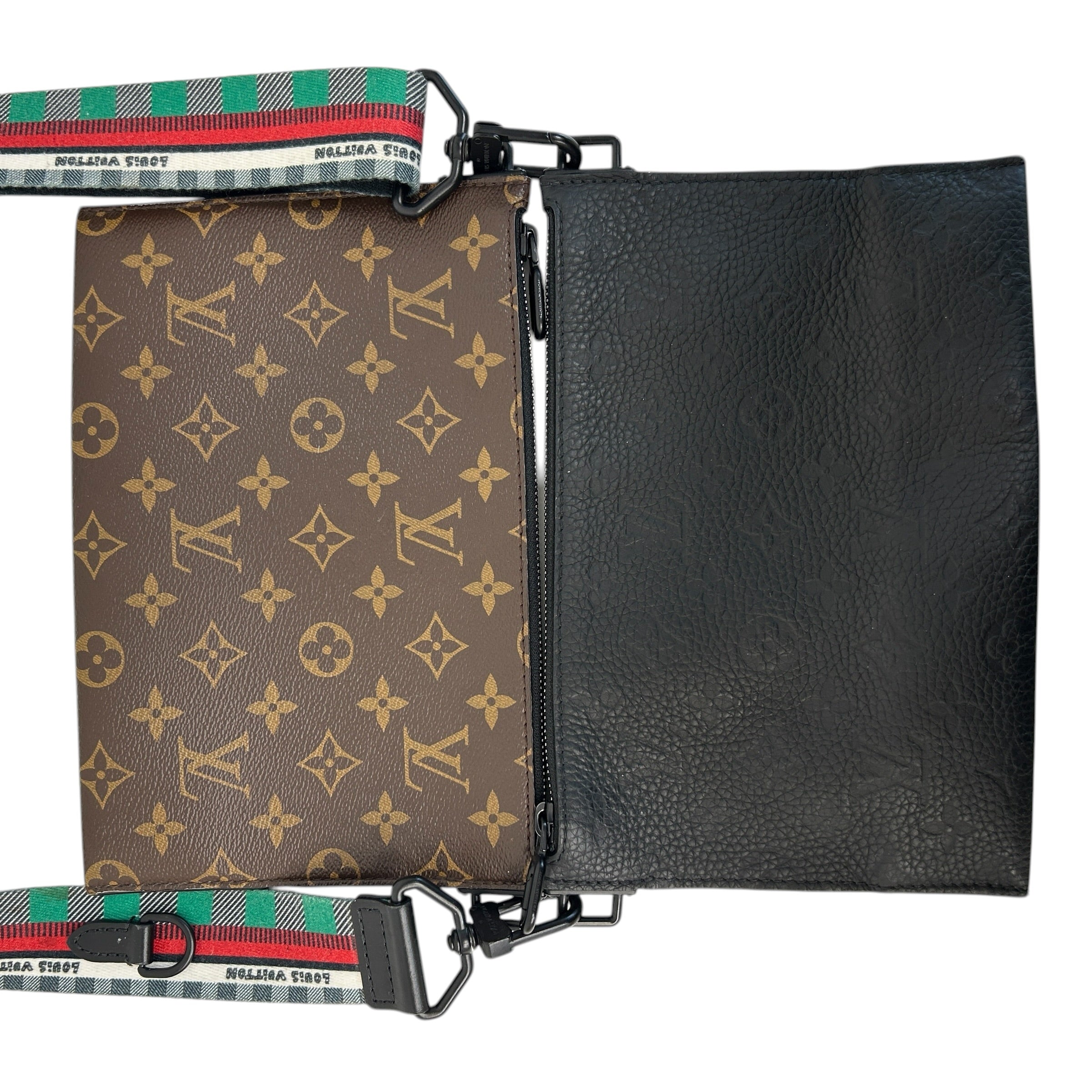 Black Taurillon Leather Monogram Canvas Trio Messenger Bag - Haute Classics