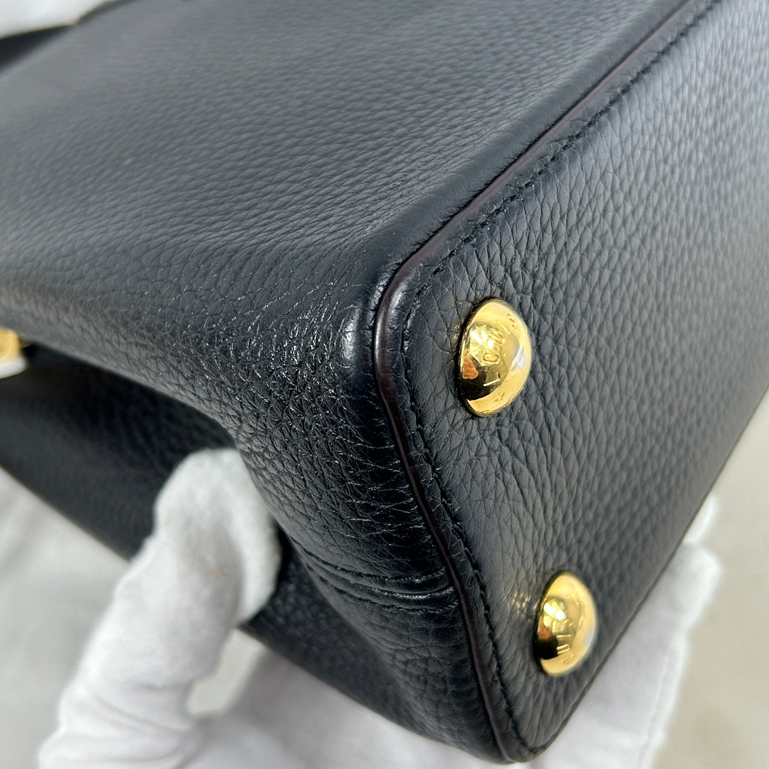 Black Taurillon Calfskin Leather Capucine BB w/GHW