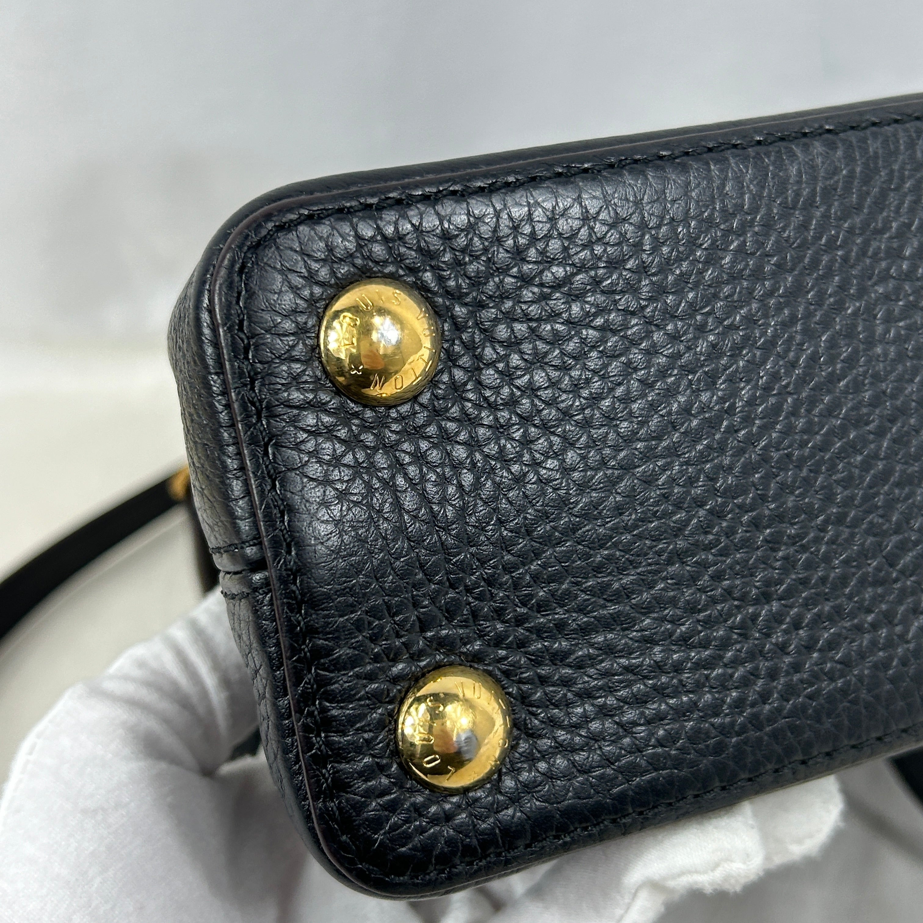 Black Taurillon Calfskin Leather Capucine BB w/GHW