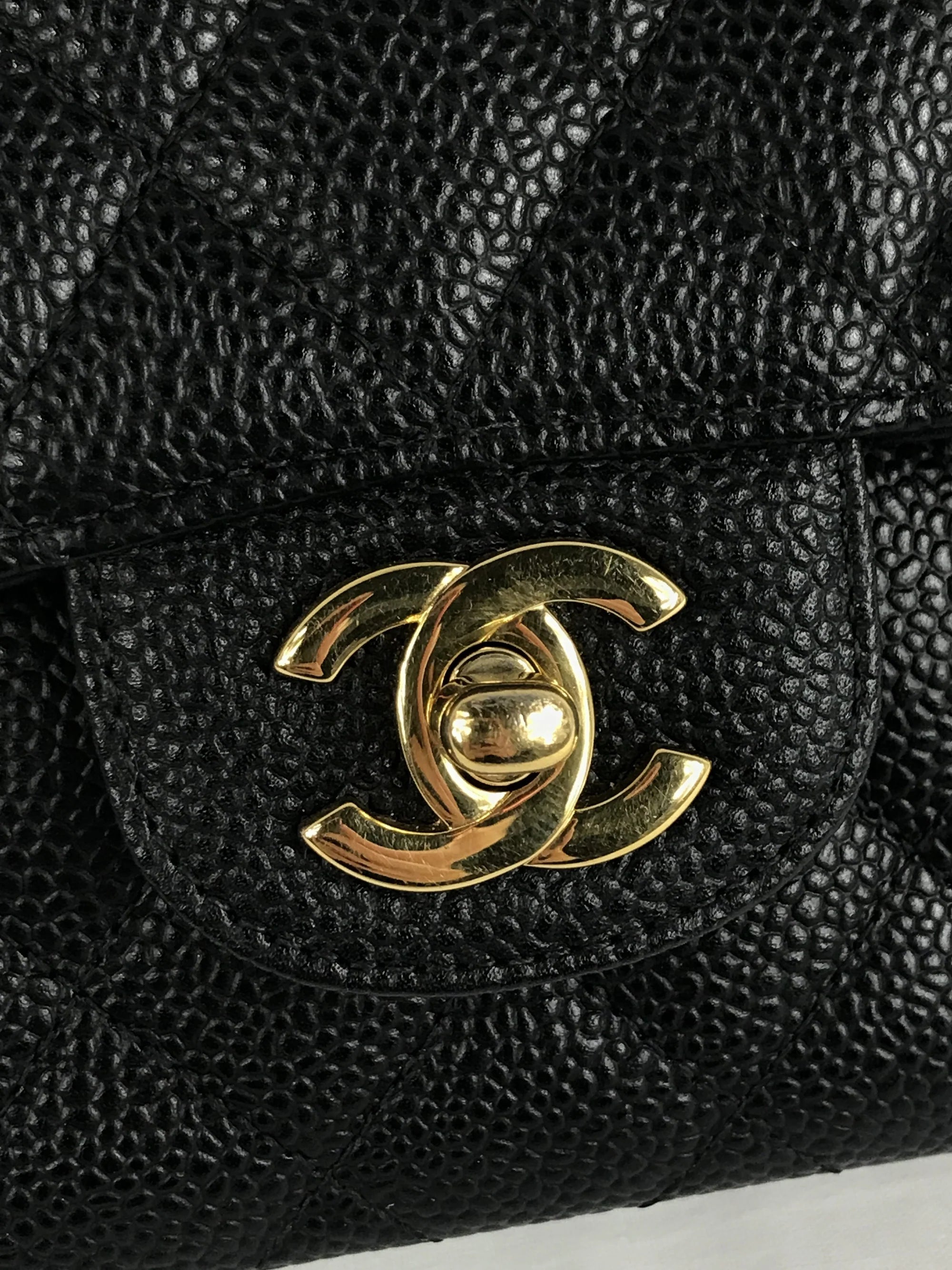Black Caviar Quilted Small Double Flap Classic Flap w/GHW