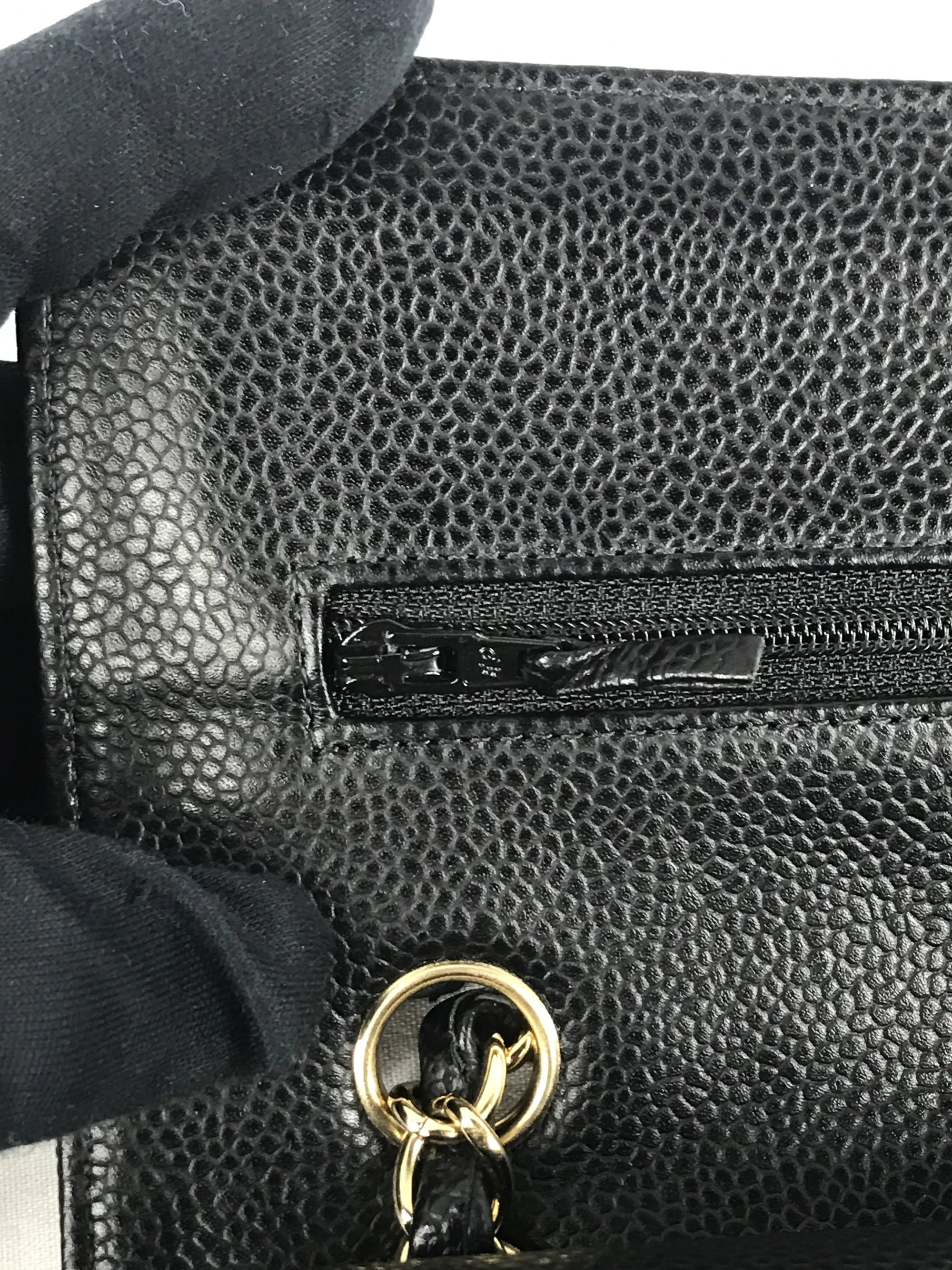 Black Caviar Quilted Small Double Flap Classic Flap w/GHW