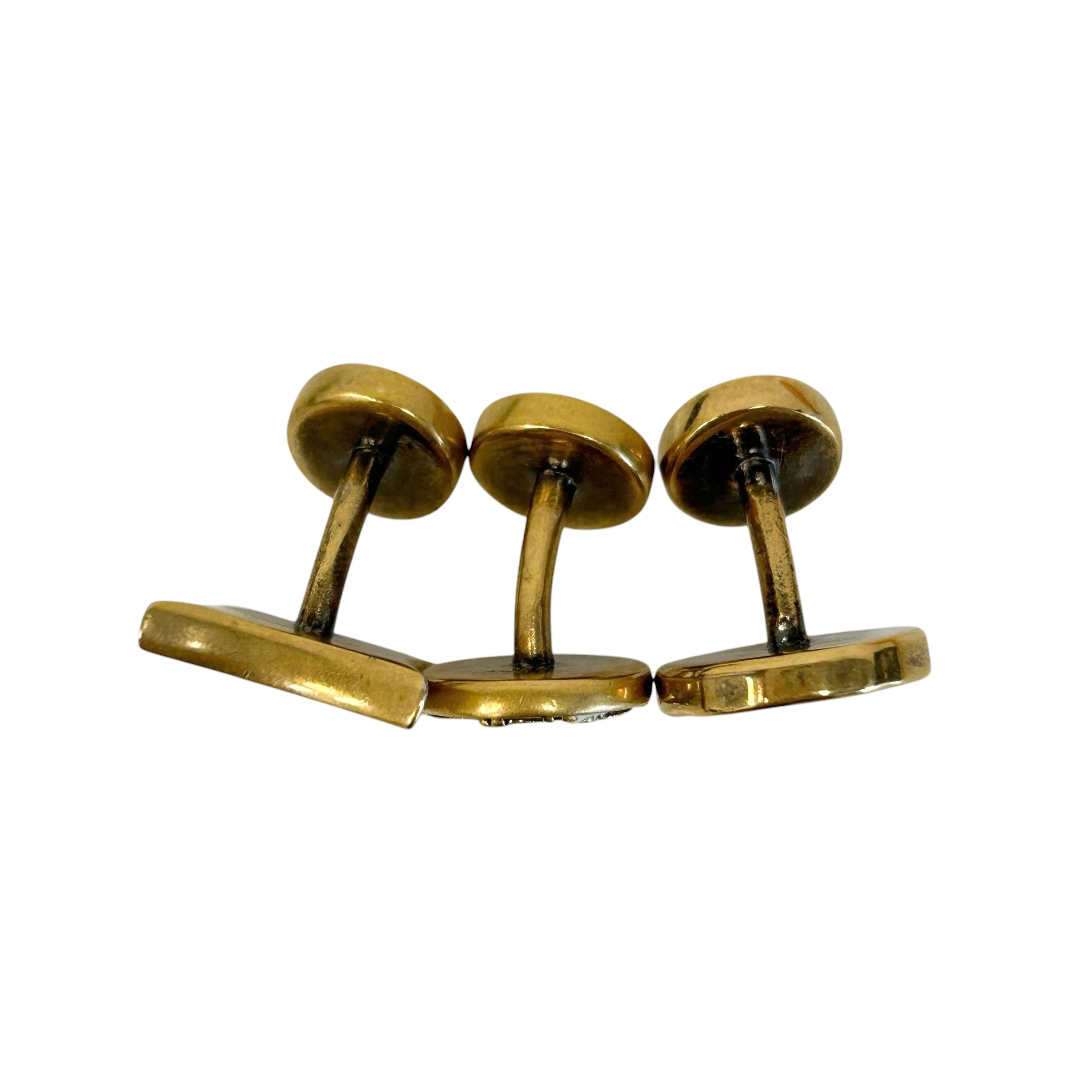White Enamel/Goldtone Metal Cufflinks (Set of 3) - Haute Classics