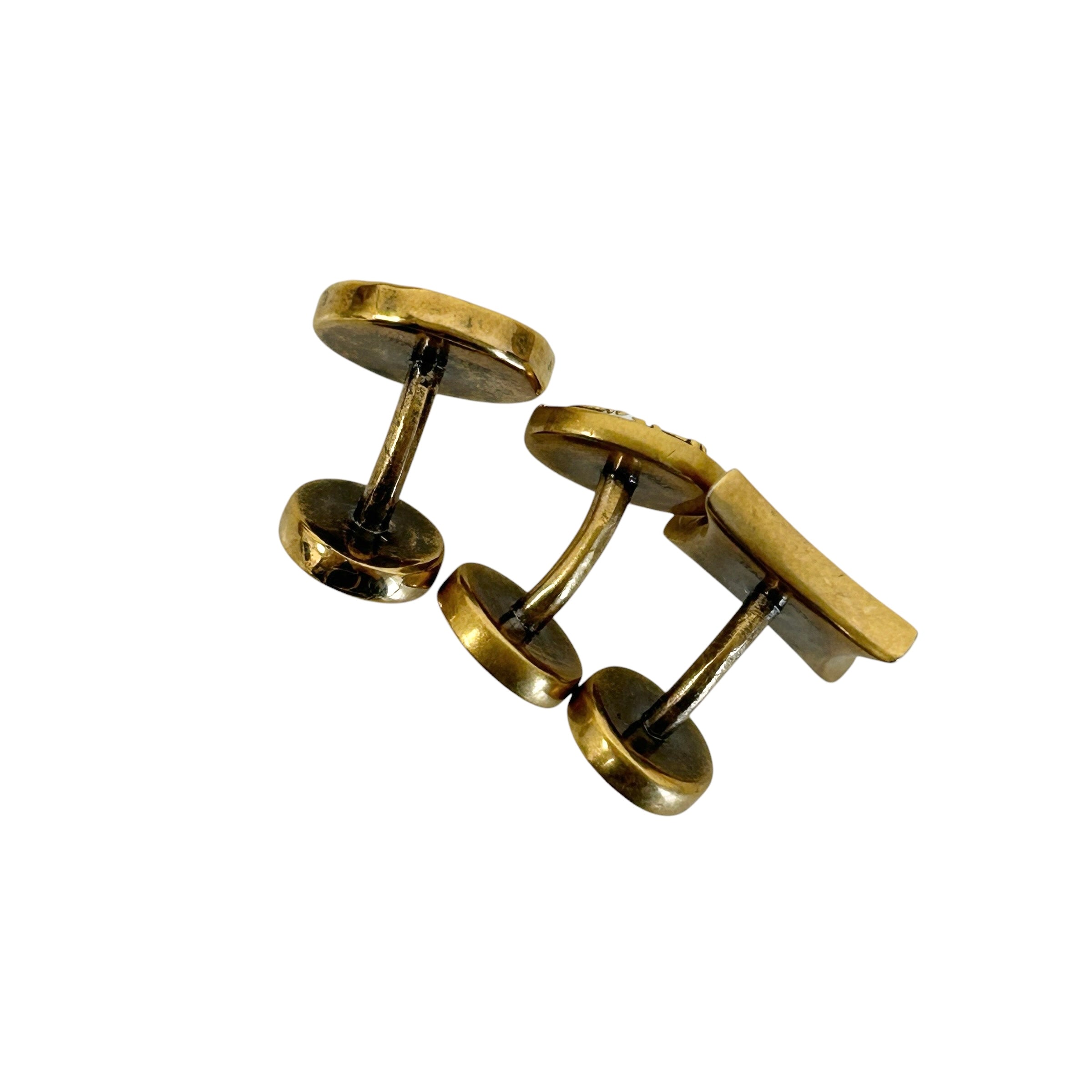 White Enamel/Goldtone Metal Cufflinks (Set of 3) - Haute Classics
