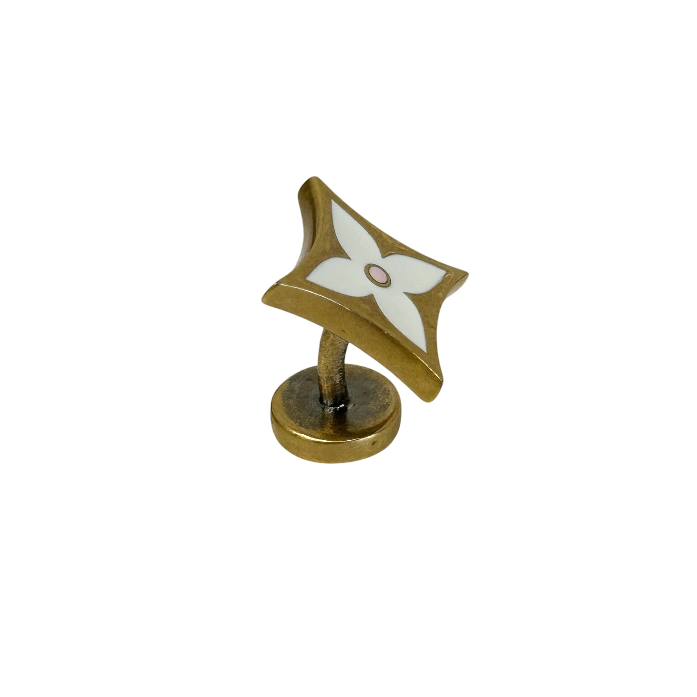 White Enamel/Goldtone Metal Cufflinks (Set of 3) - Haute Classics
