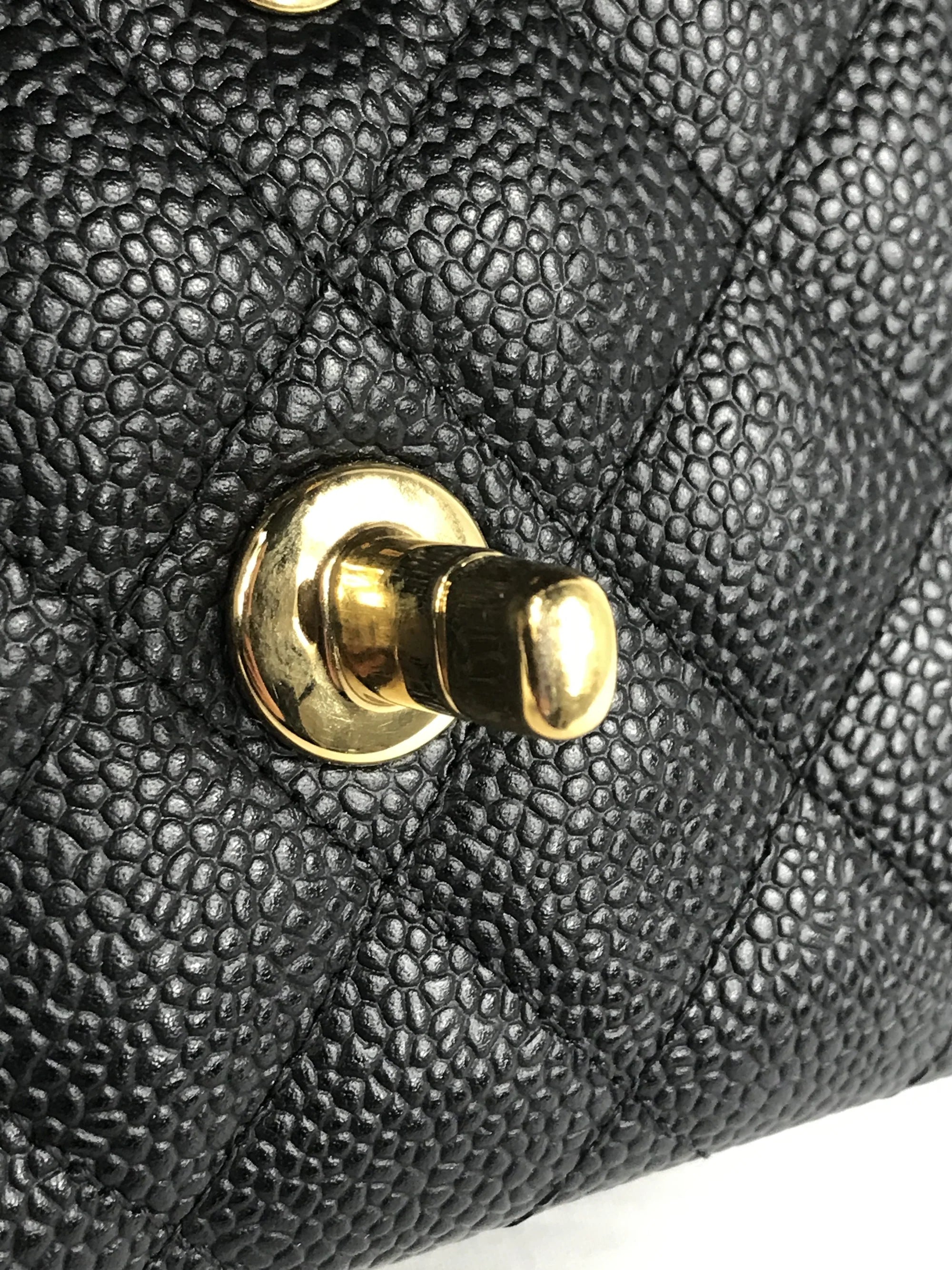 Black Caviar Quilted Small Double Flap Classic Flap w/GHW
