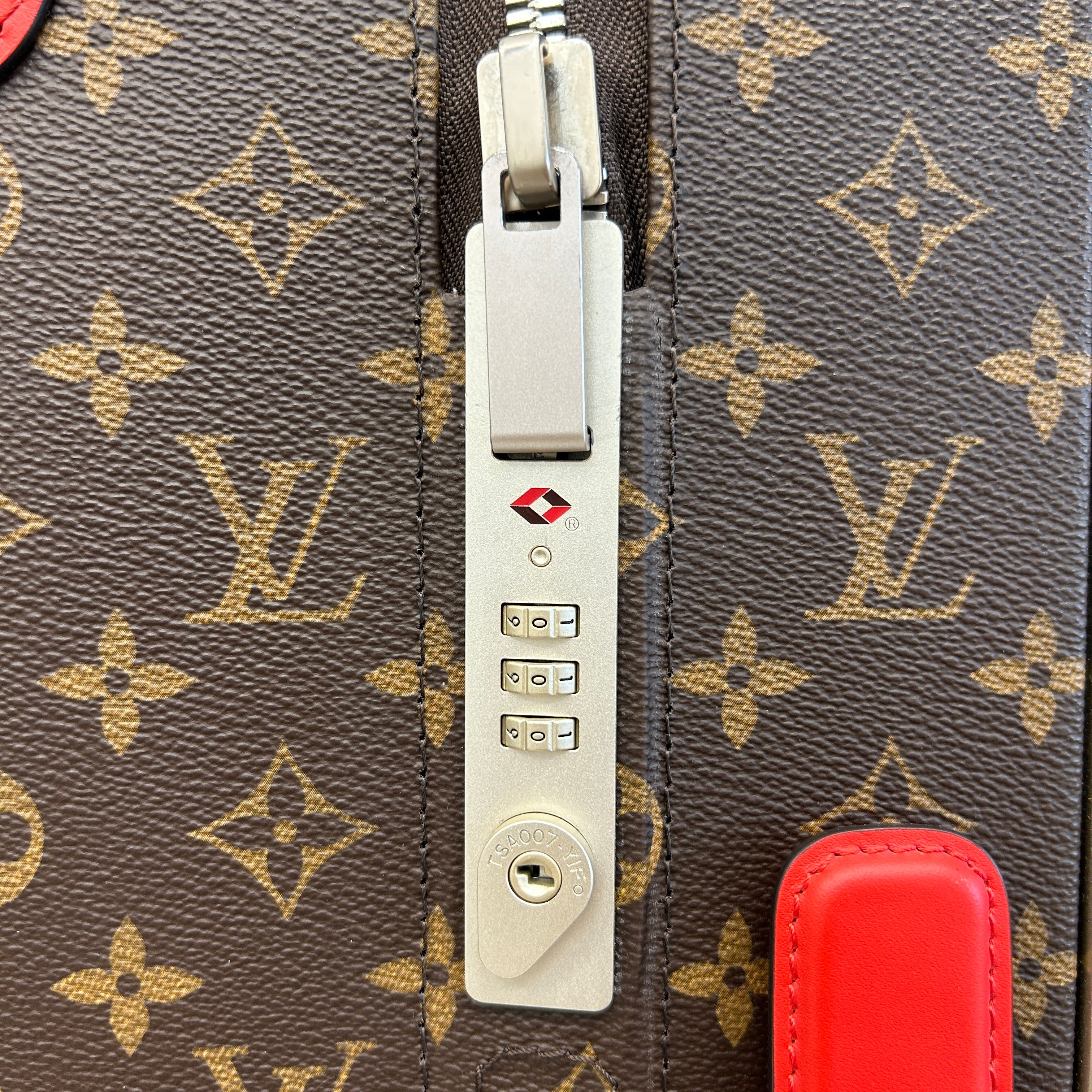 Monogram Canvas/Red Leather Horizon 55 Rolling Suitcase - Haute Classics