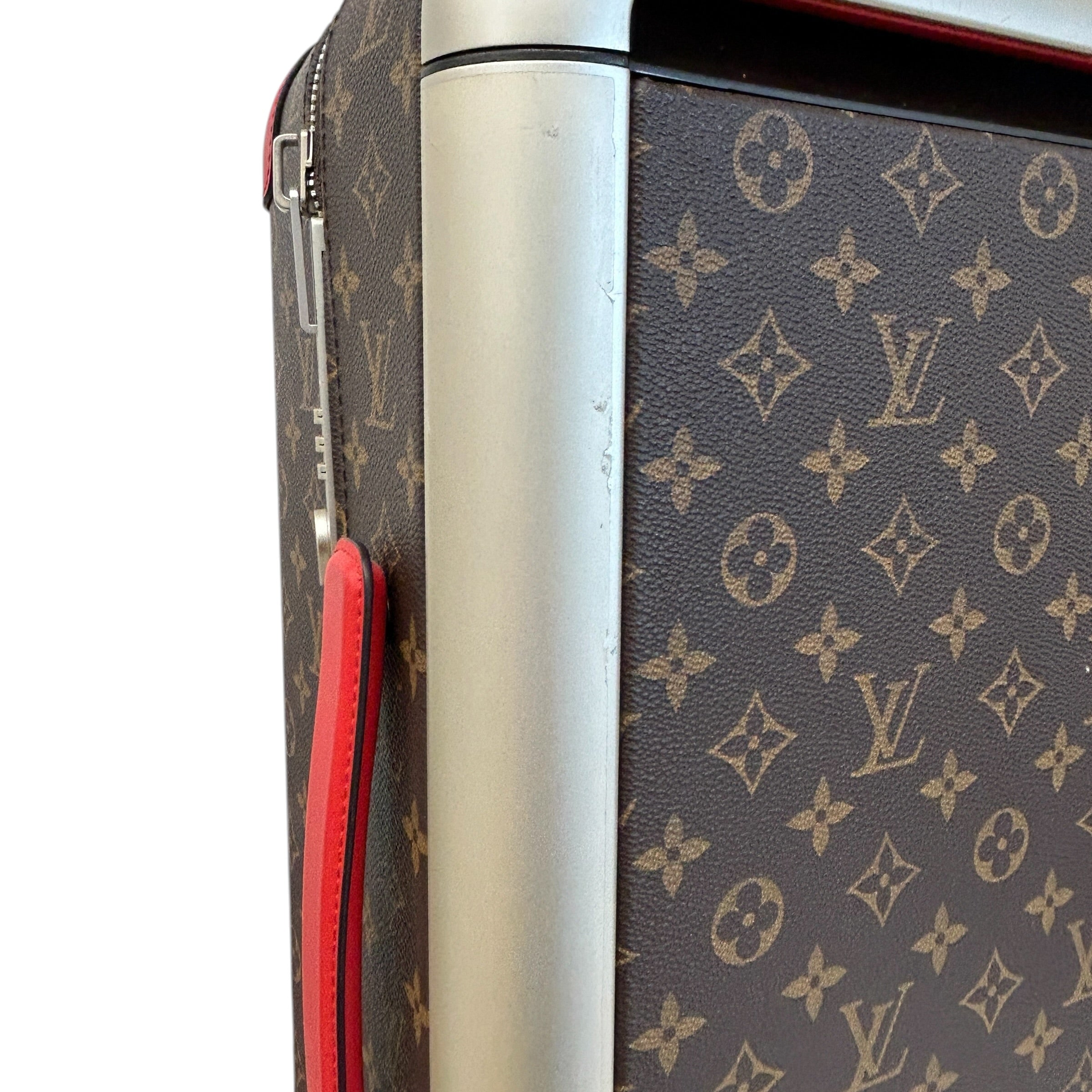 Monogram Canvas/Red Leather Horizon 55 Rolling Suitcase - Haute Classics