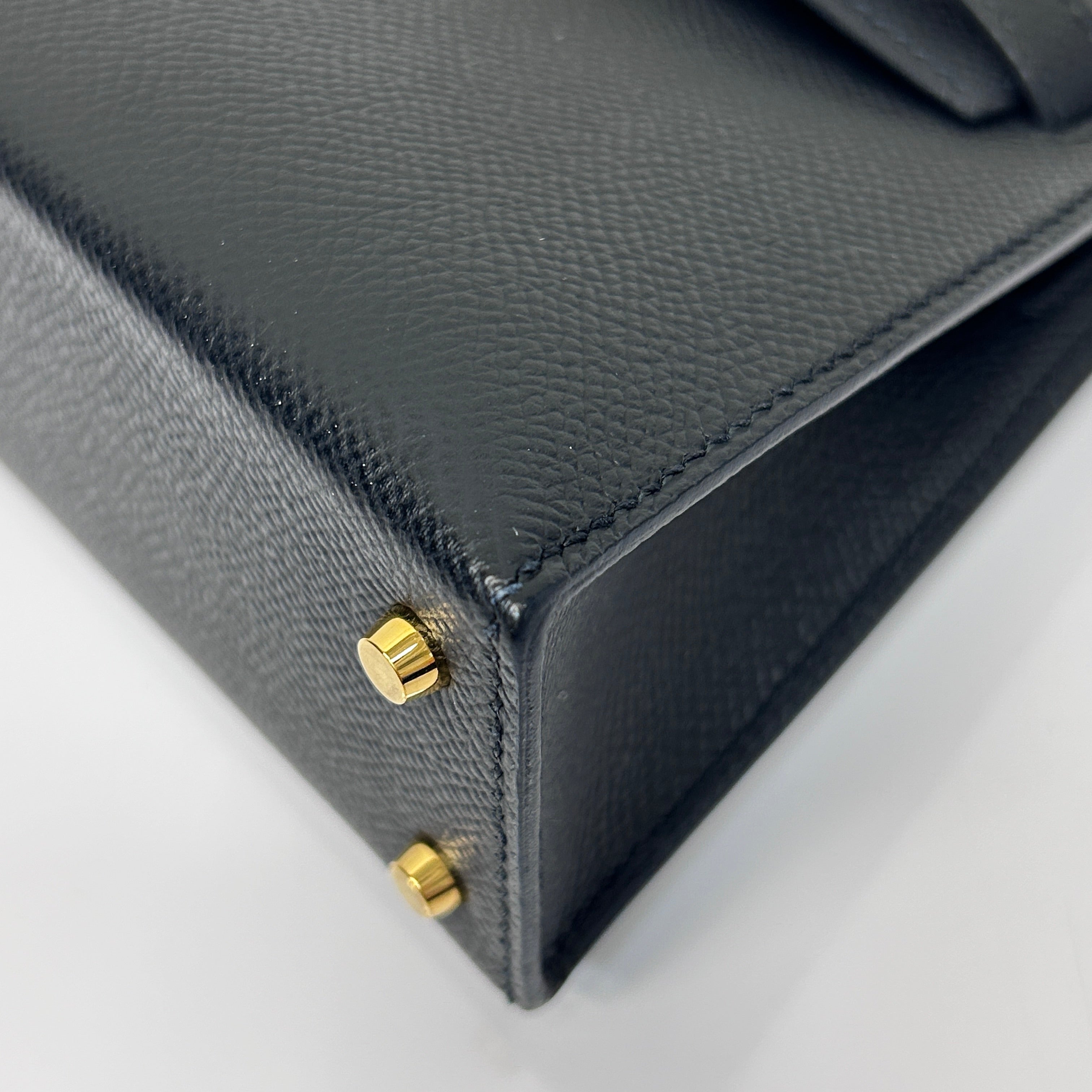 Black Epsom Leather Mini Kelly 20 Bag w/GHW
