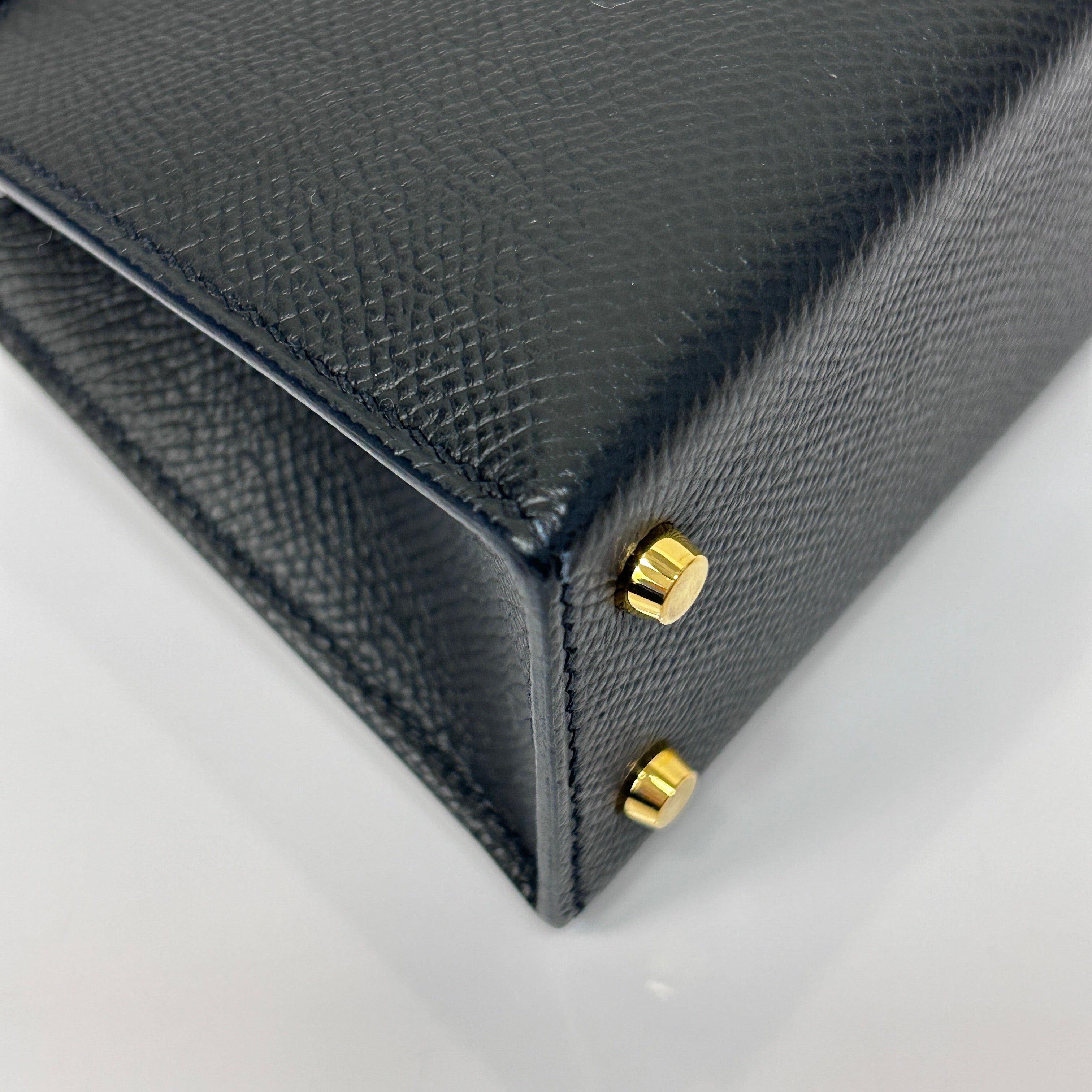 Black Epsom Leather Mini Kelly 20 Bag w/GHW