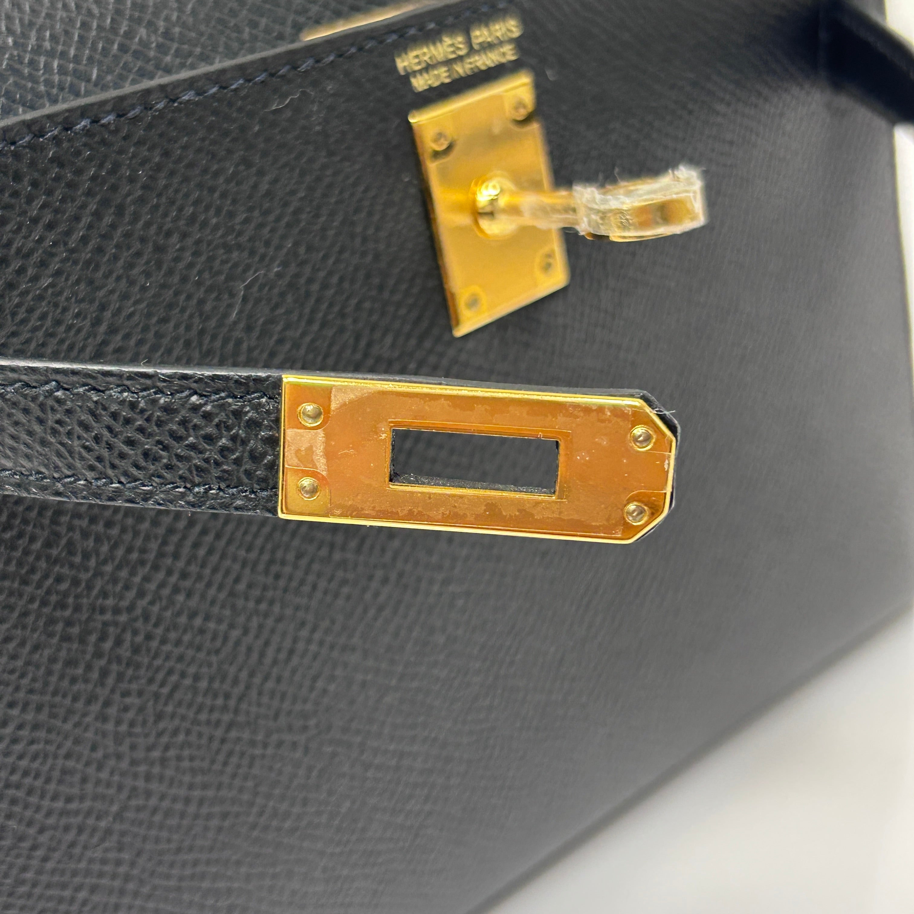 Black Epsom Leather Mini Kelly 20 Bag w/GHW