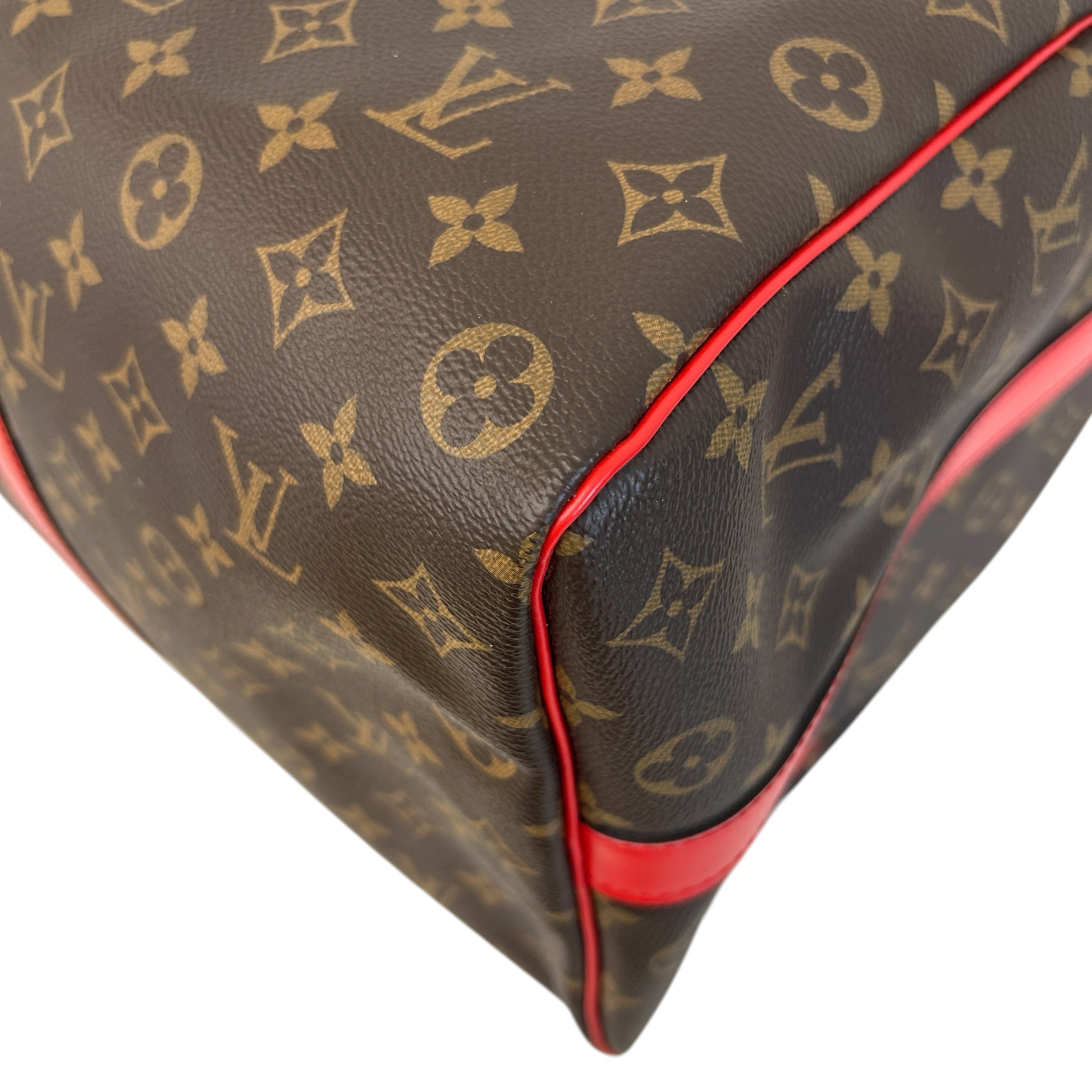 Monogram Canvas/Red Leather Keepall Bandouliere 50 Bag - Haute Classics