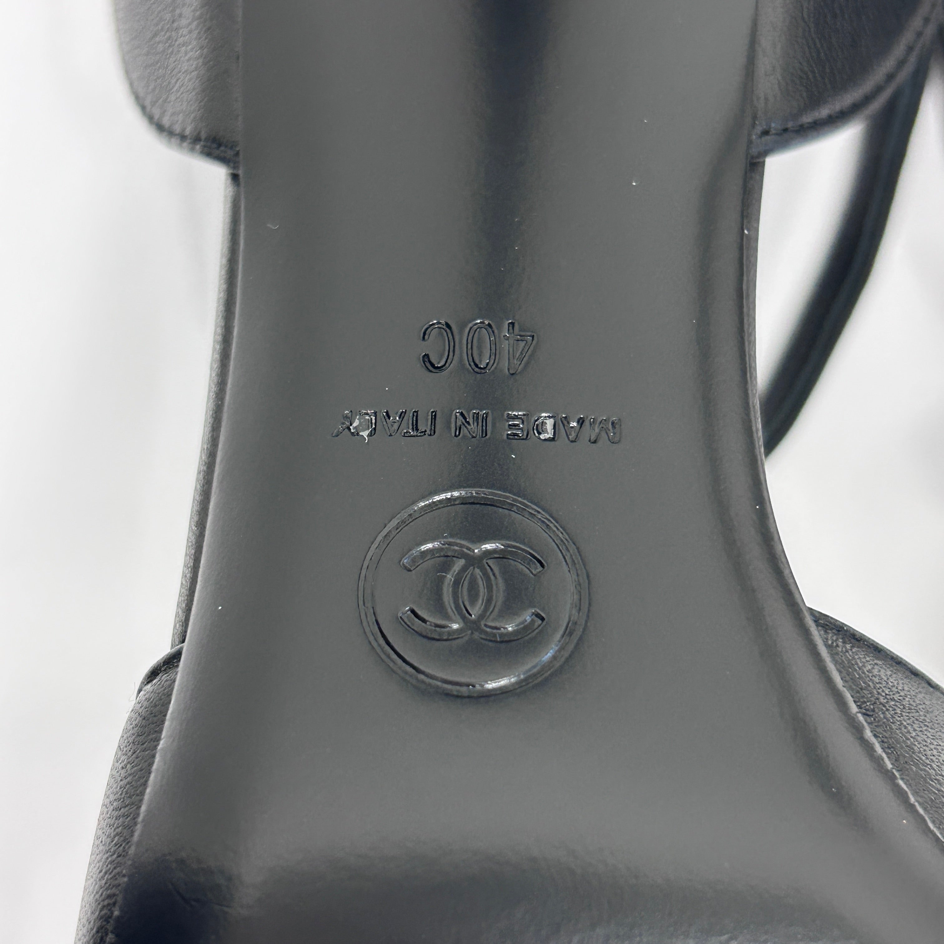 Black Lambskin Velvet Cap Toe Logo Strap Pumps