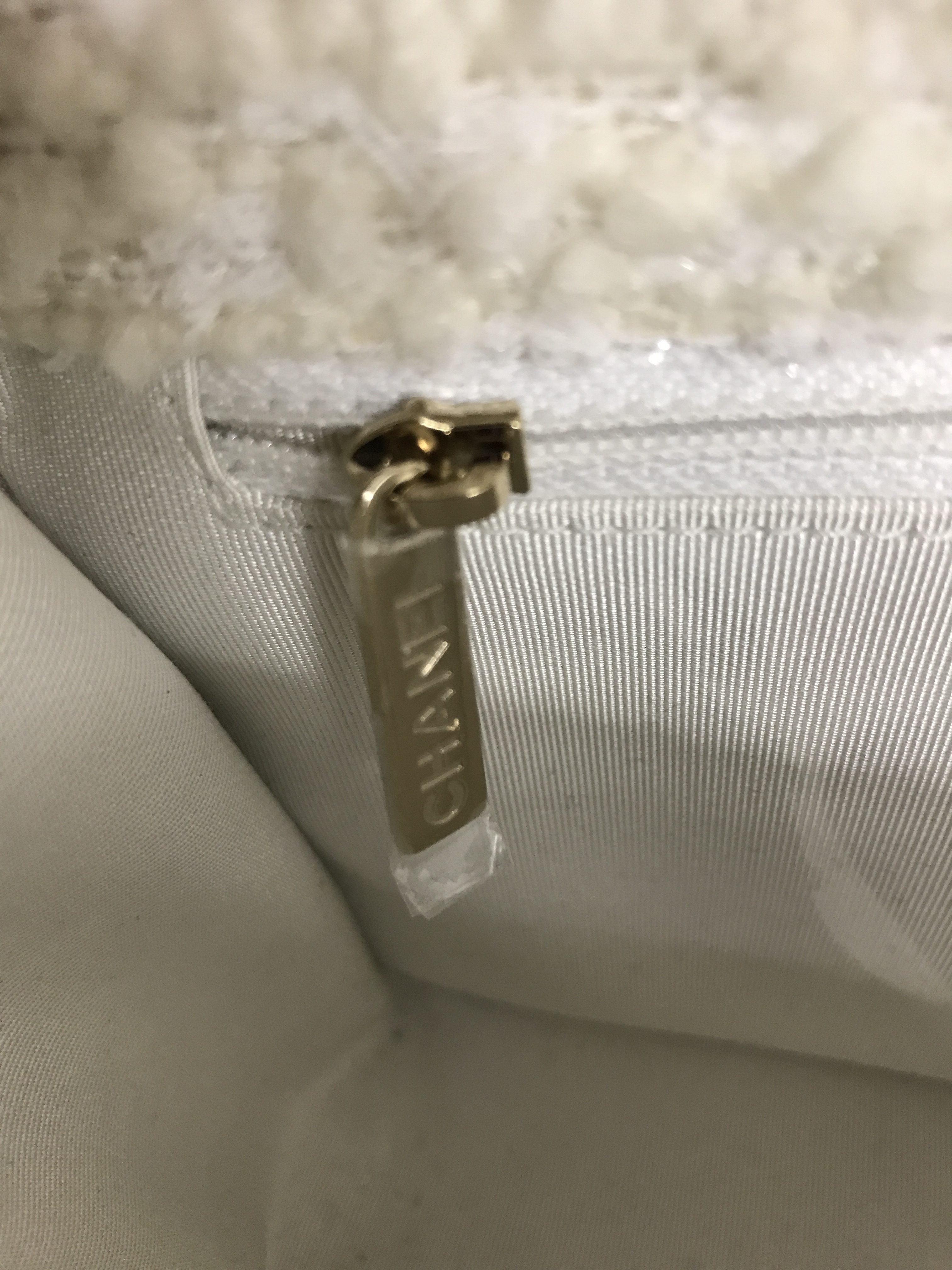 White/ Silver Tweed Flap Medium Classic Bag w/LGHW