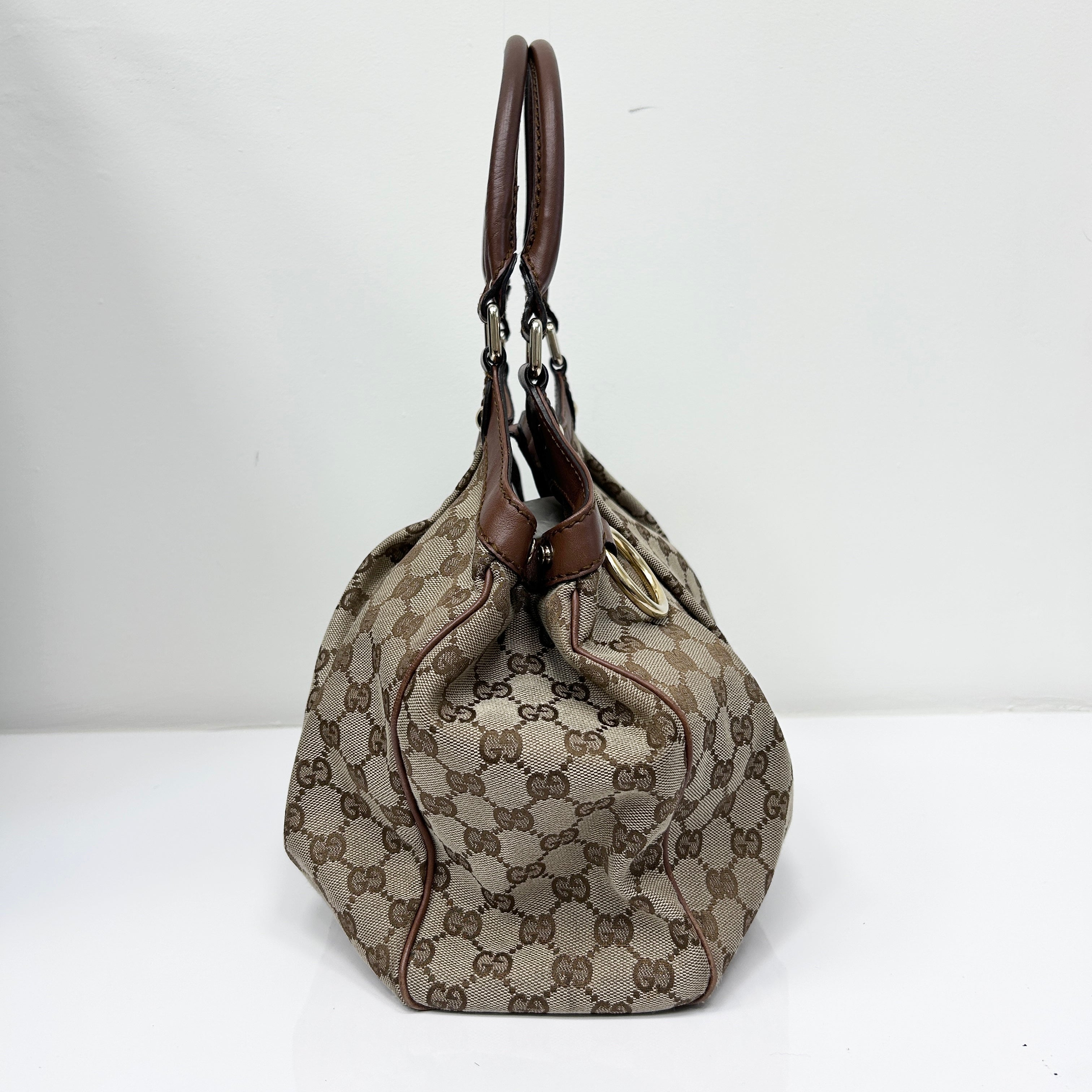 Beige/Brown GG Canvas Medium Sukey Tote Bag